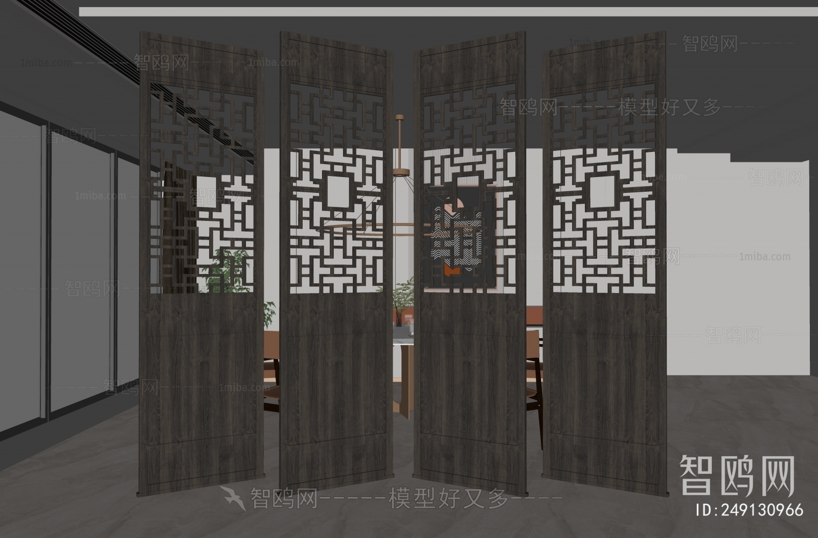 Chinese Style Wooden Screen Partition