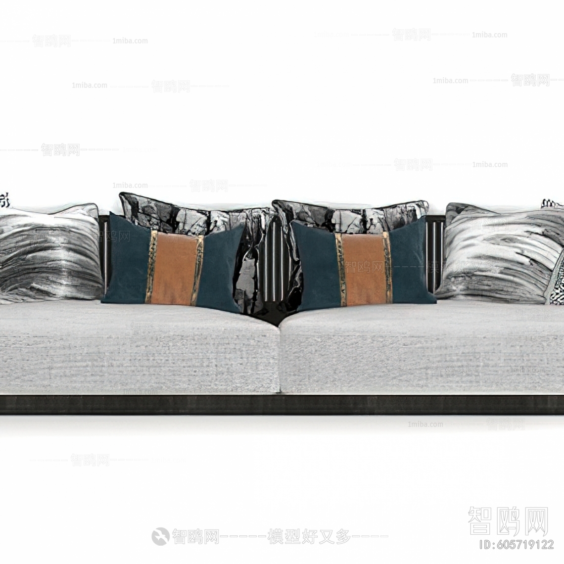 新中式布艺双人沙发