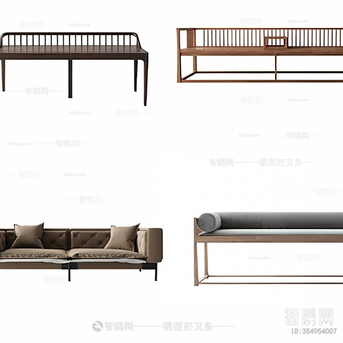 新中式实木双人沙发