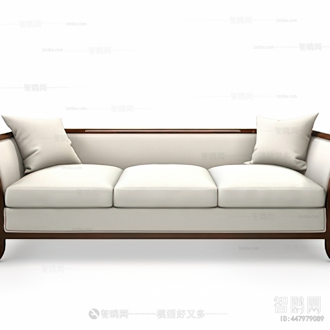 新中式布艺三人沙发