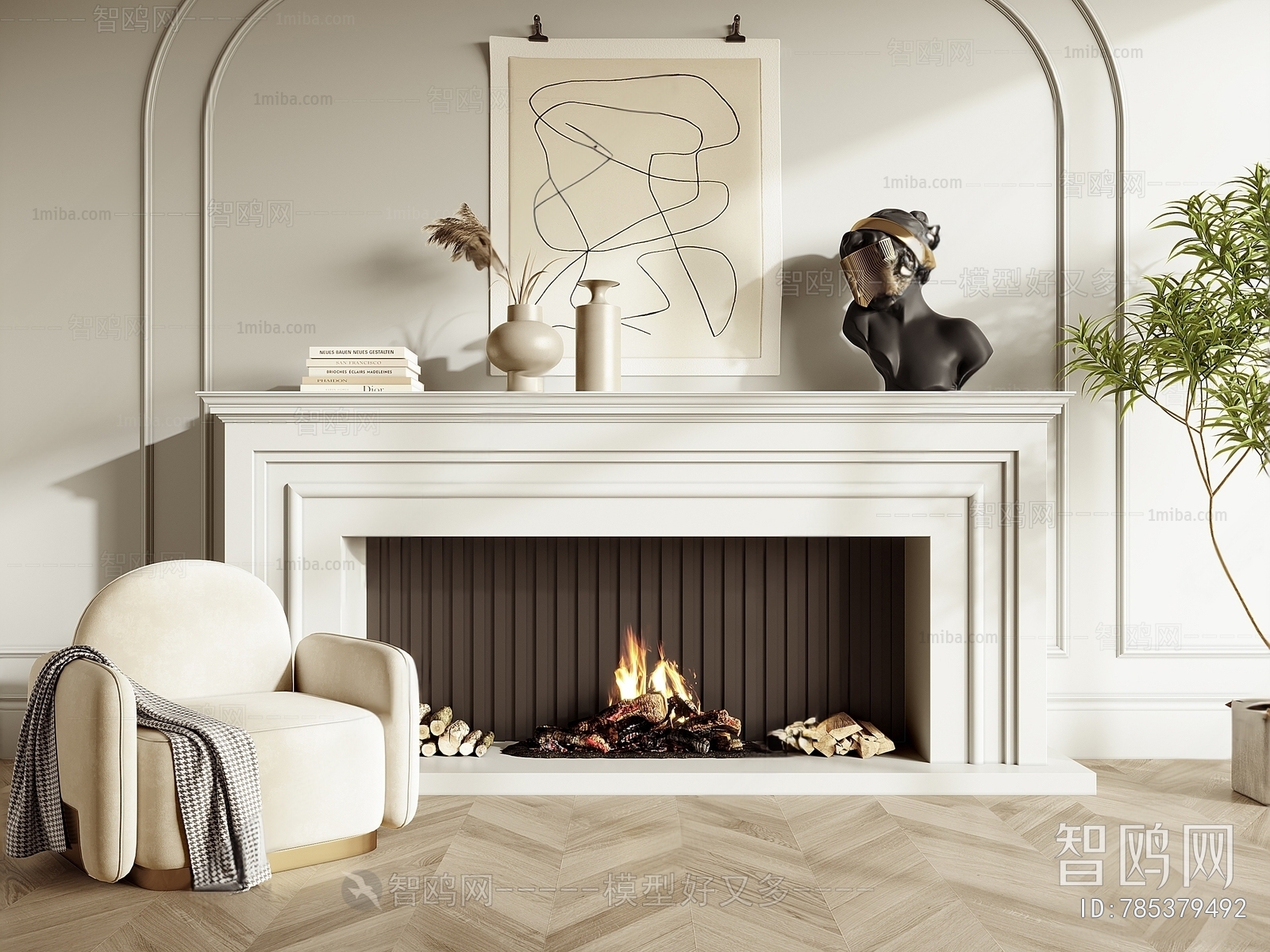 Simple European Style Fireplace