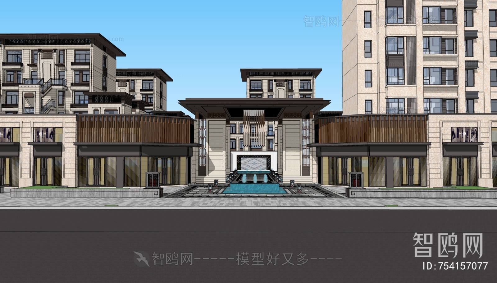 New Chinese Style Appearance Of Commercial Building