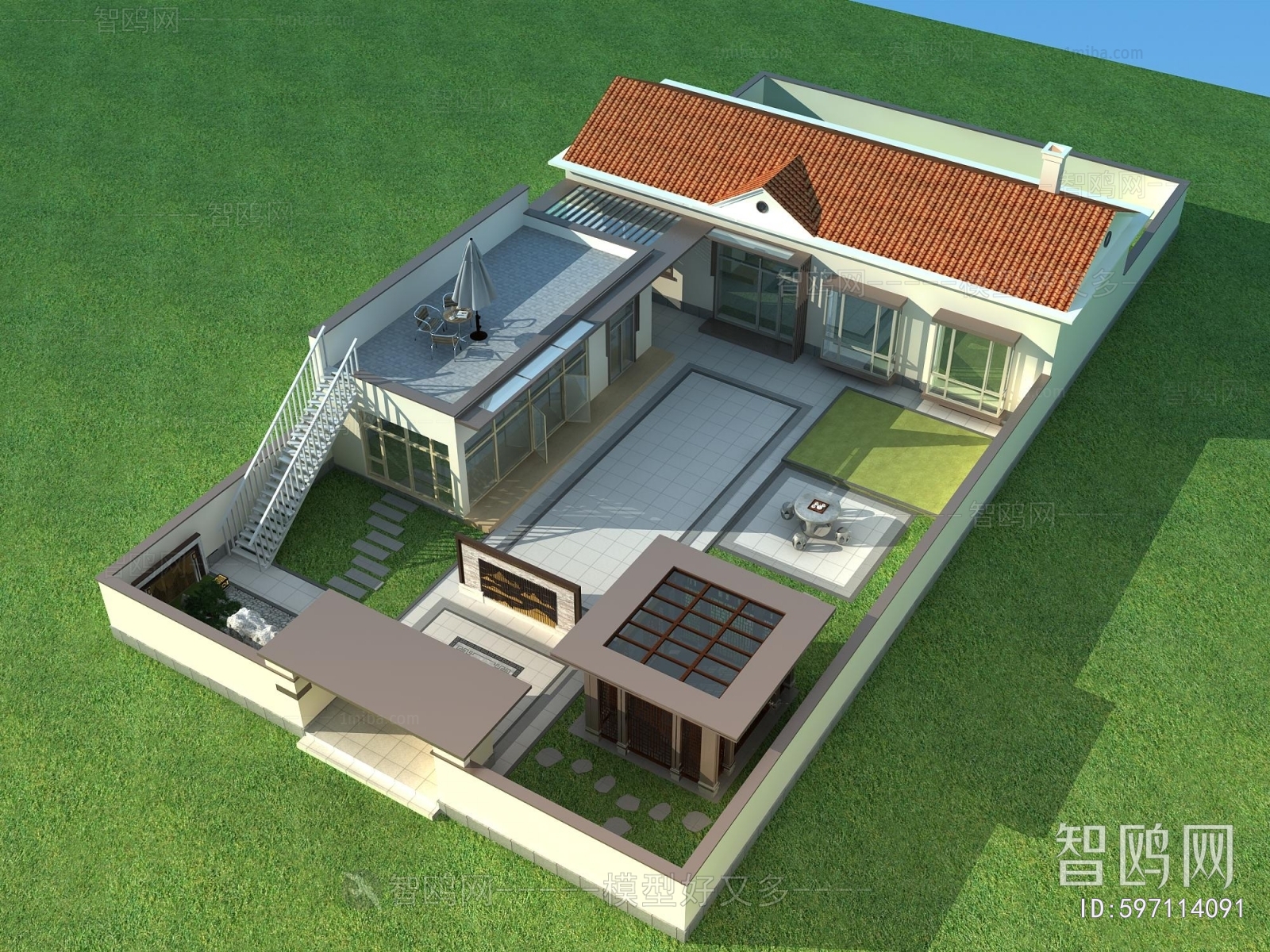 Modern Architectural Bird's-eye View Planning