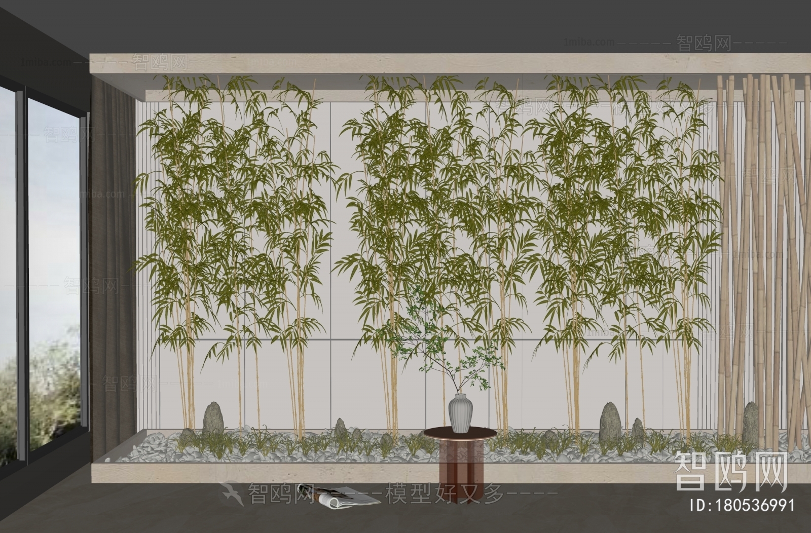 新中式竹子绿植花坛