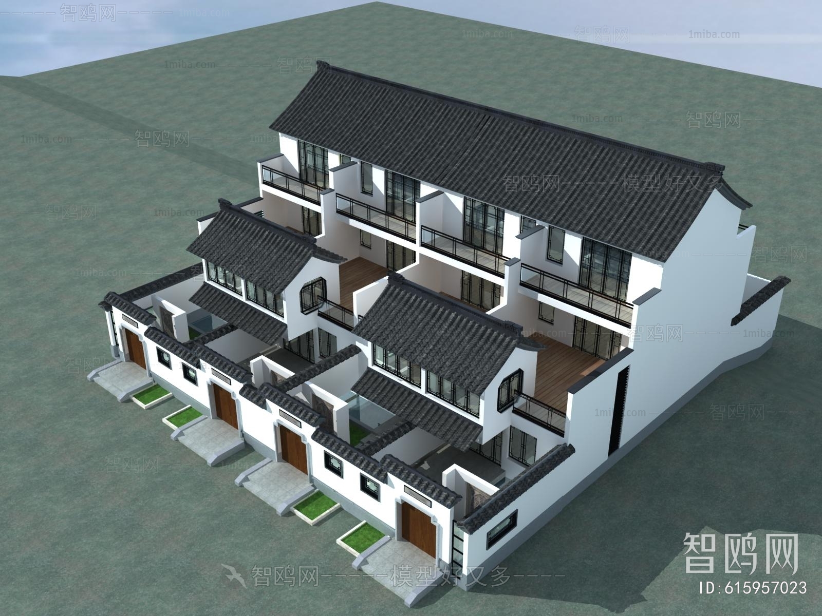 New Chinese Style Architectural Bird's-eye View Planning