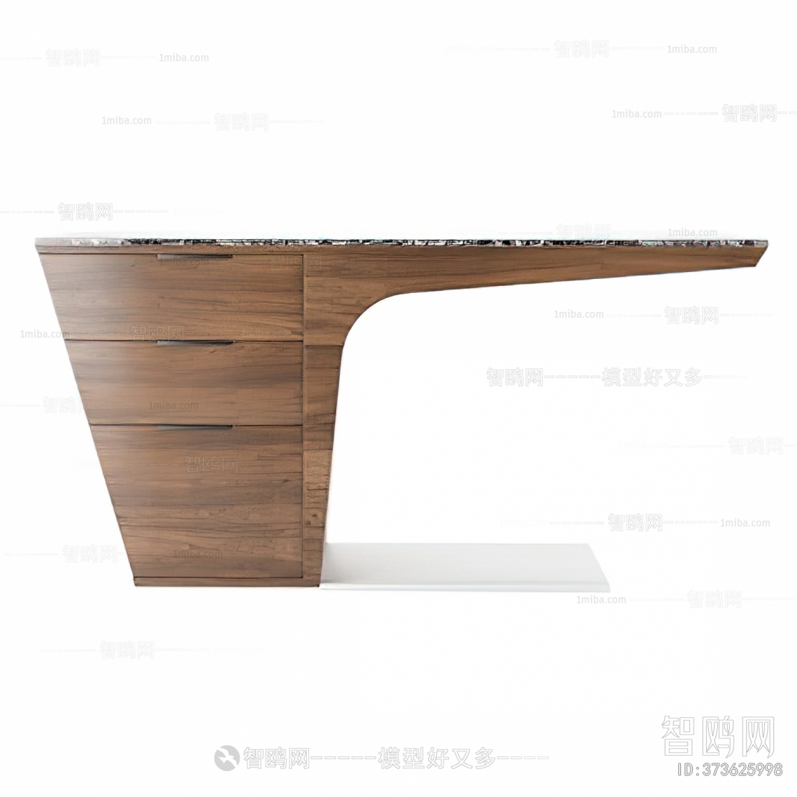 现代实木大理石书桌