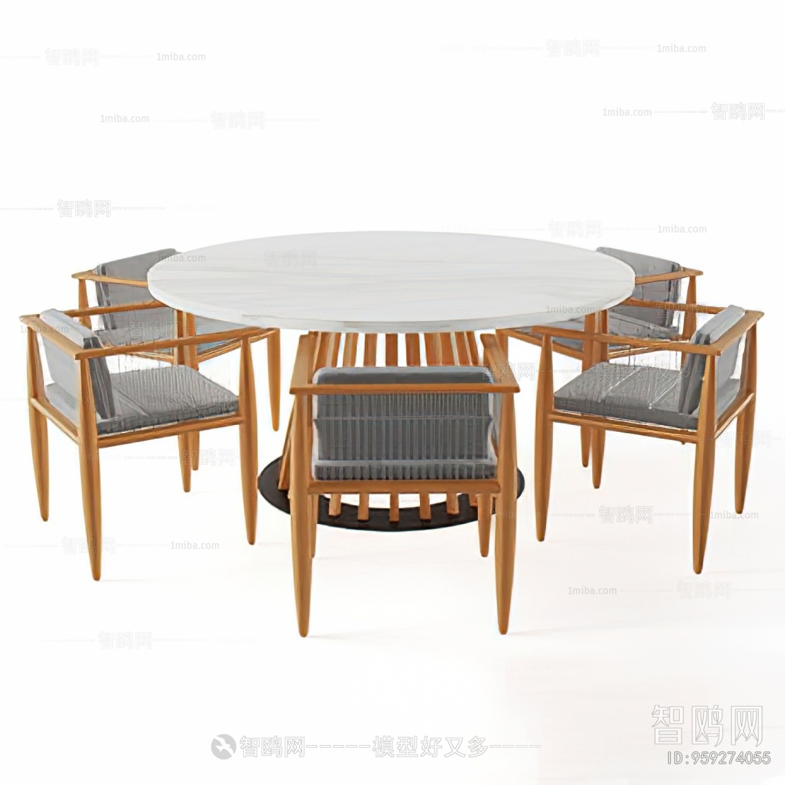 北欧实木圆形餐桌椅组合