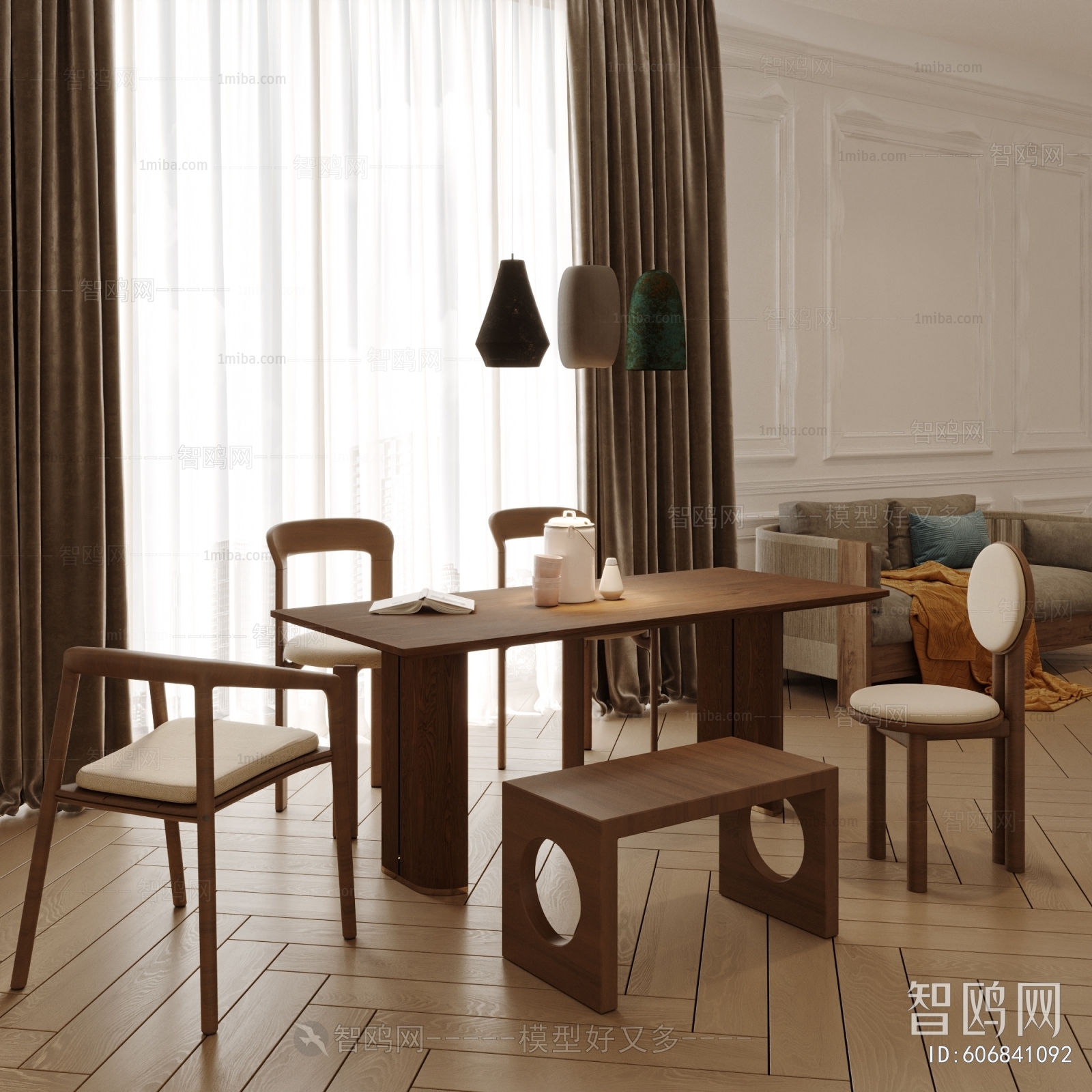 Wabi-sabi Style Dining Table And Chairs