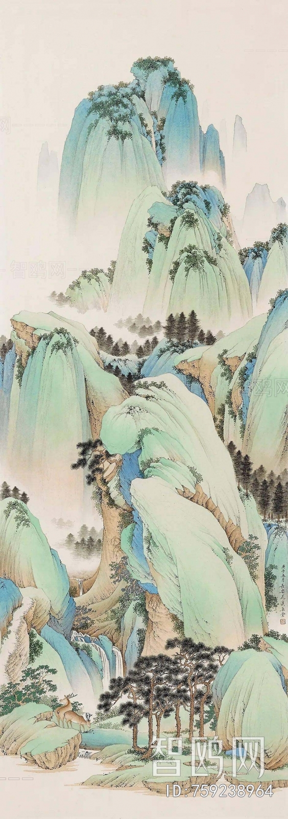 中式山水画背景壁纸墙布壁画