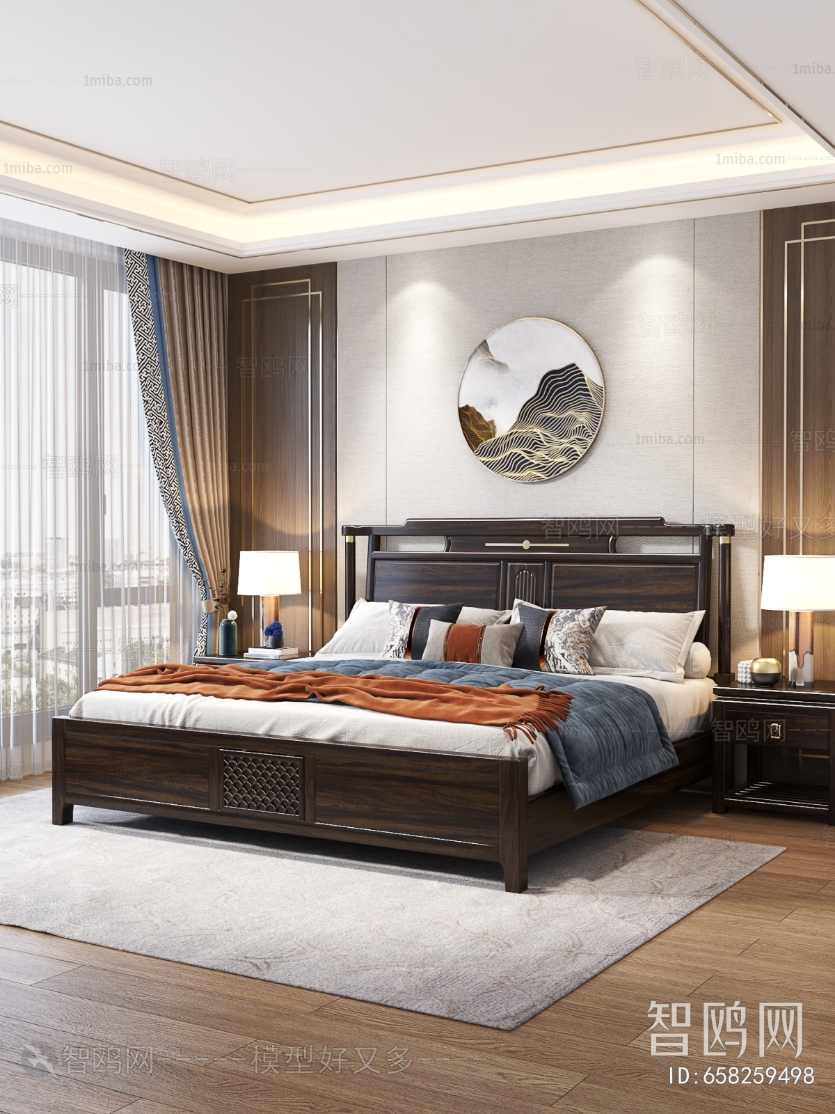 New Chinese Style Double Bed