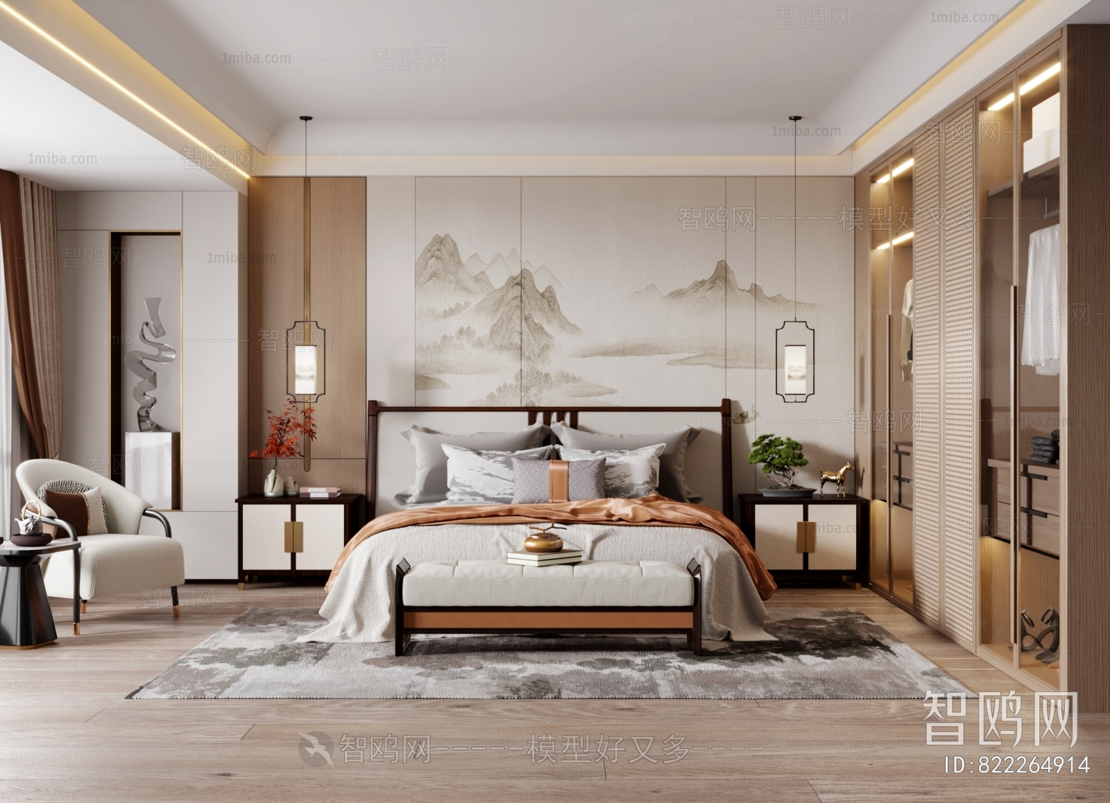 New Chinese Style Bedroom