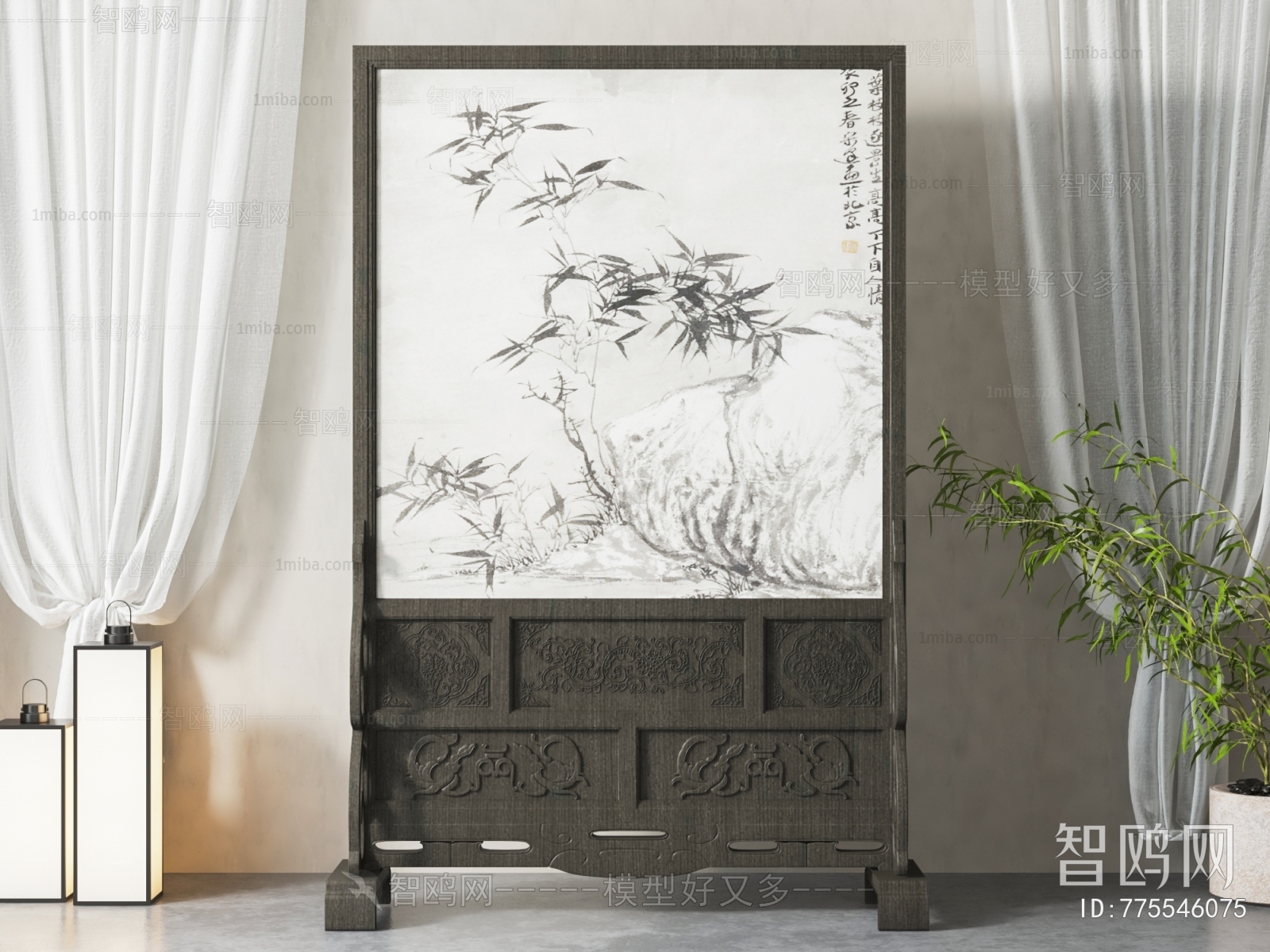 New Chinese Style Wooden Screen Partition