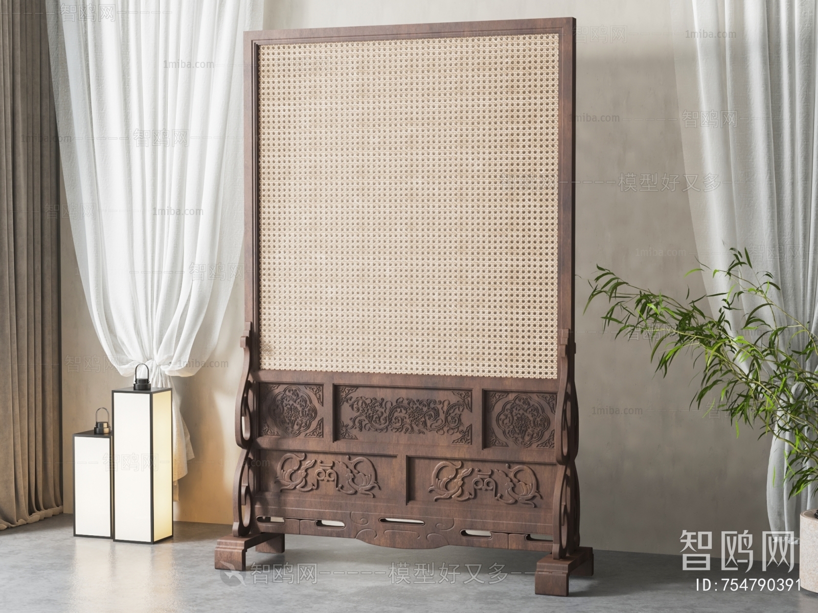 New Chinese Style Wooden Screen Partition