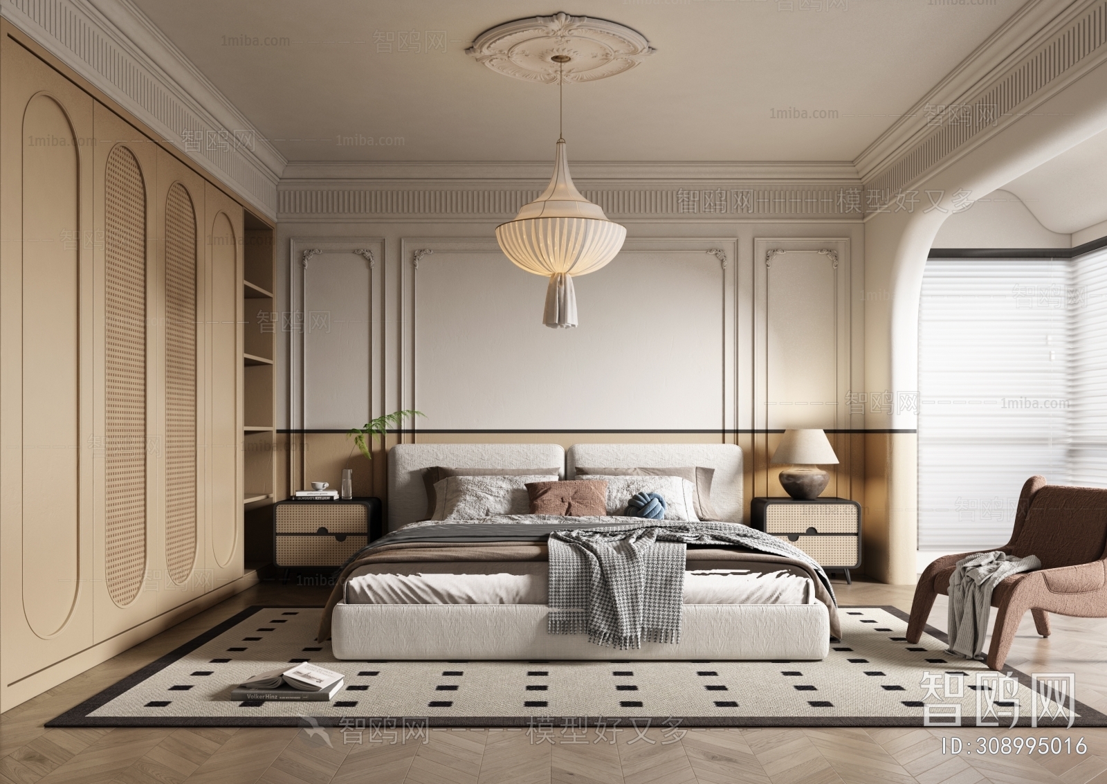 French Style Wabi-sabi Style Bedroom
