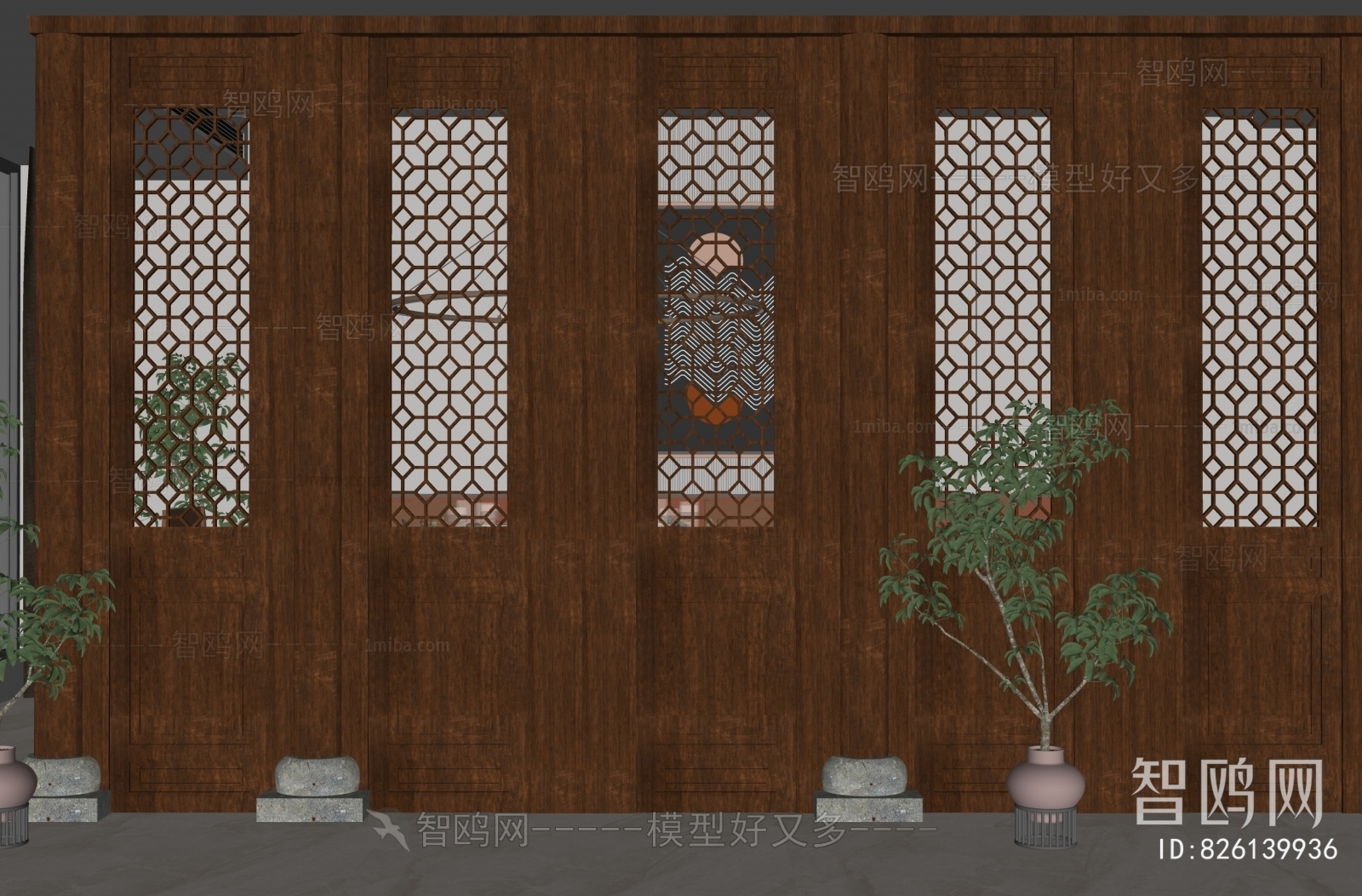 New Chinese Style Wooden Screen Partition