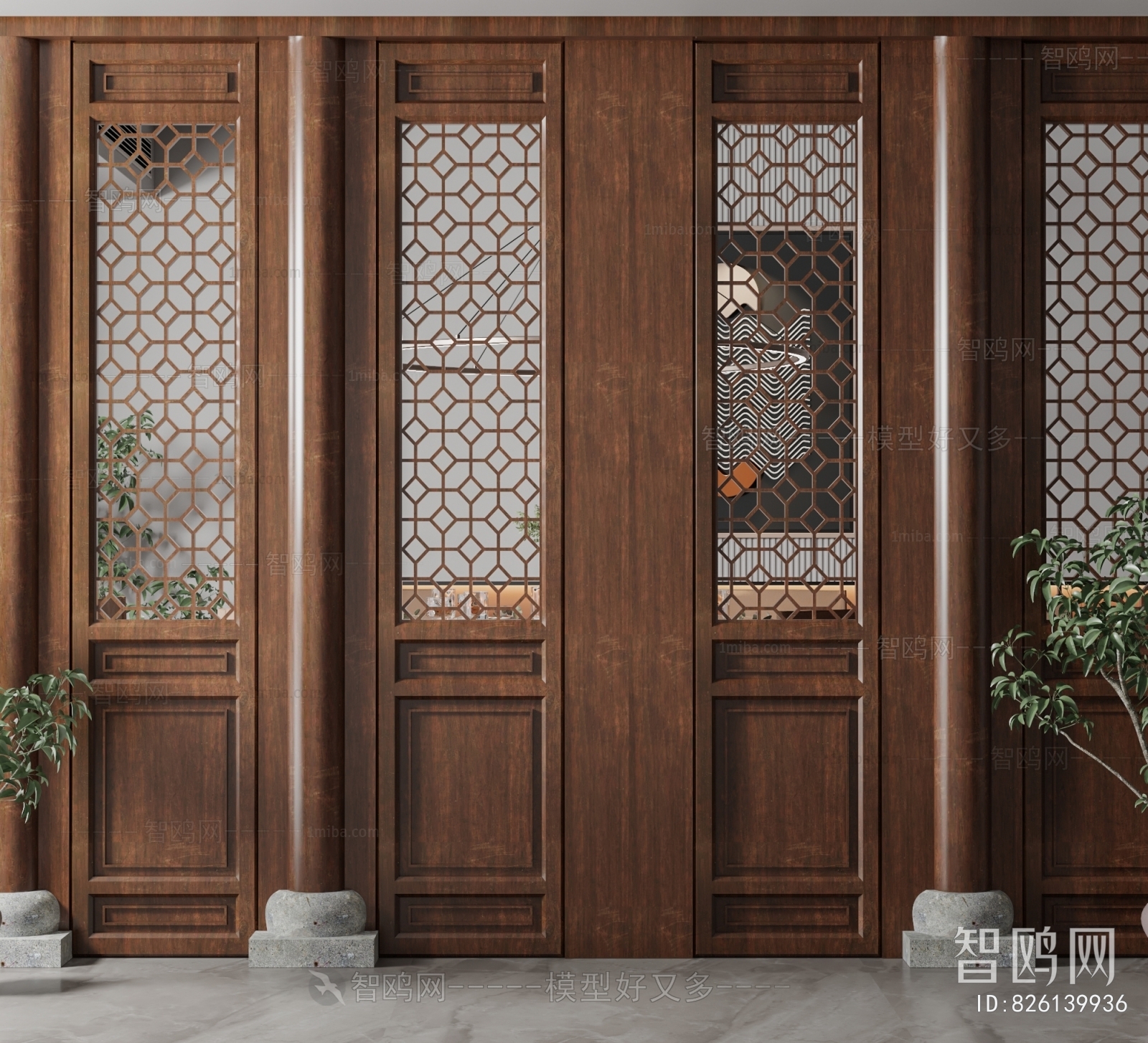 New Chinese Style Wooden Screen Partition