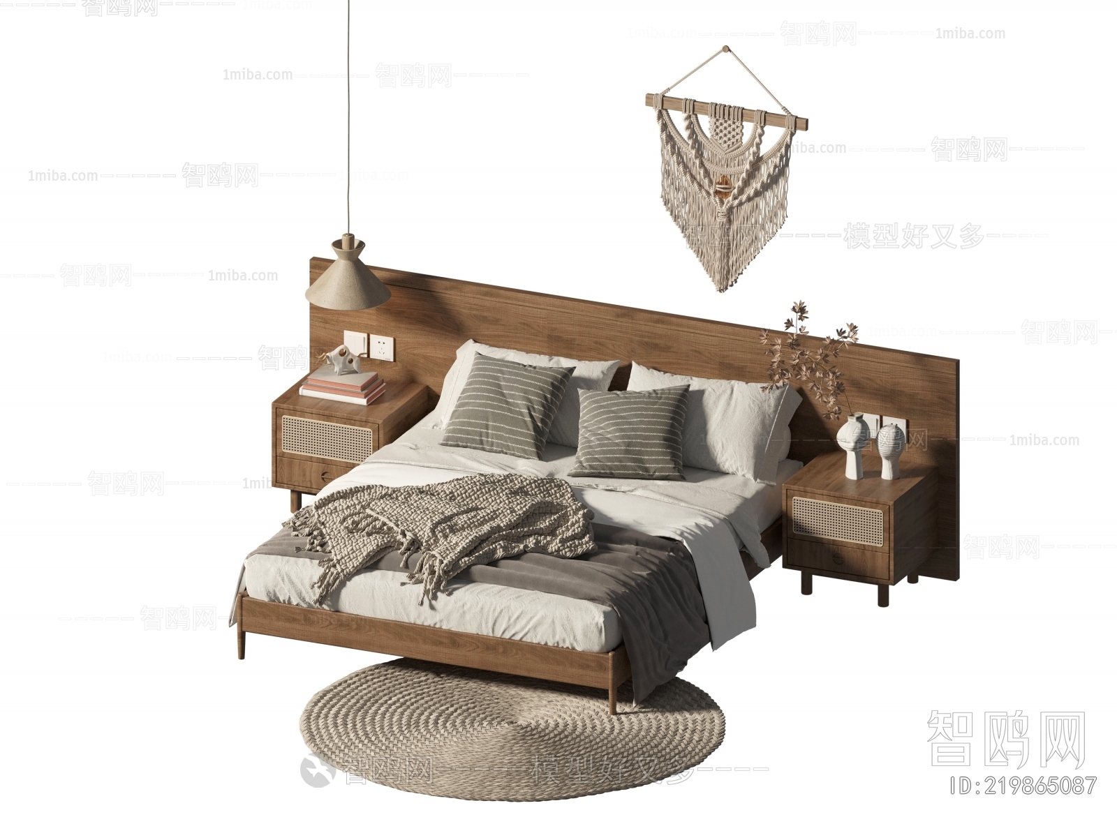 Wabi-sabi Style Double Bed