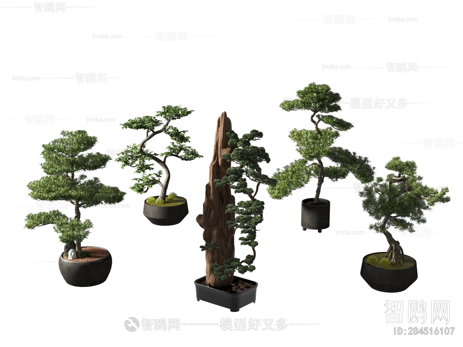 New Chinese Style Ground Green Plant Potted Plants sketchup Model ...