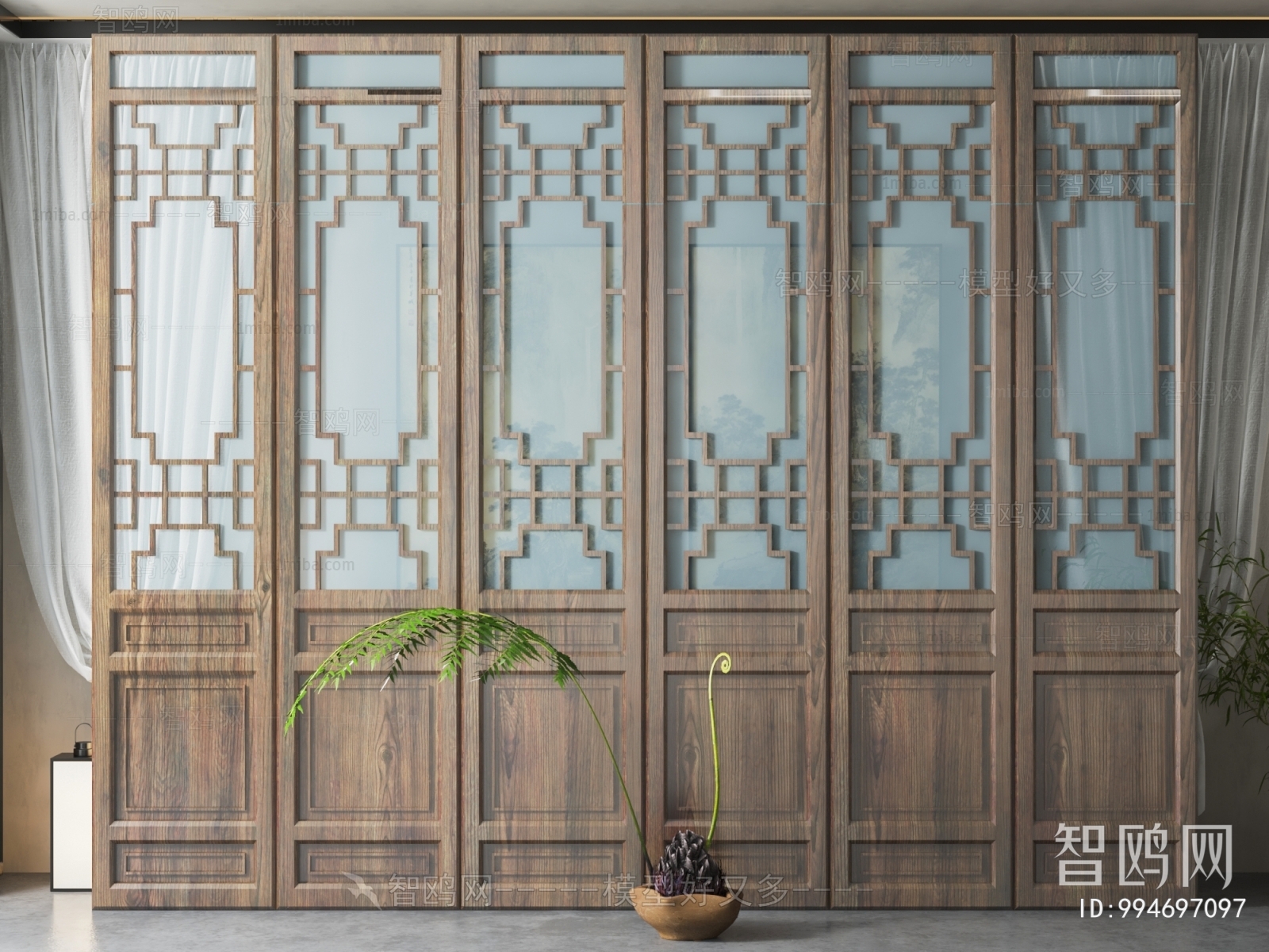 New Chinese Style Wooden Screen Partition