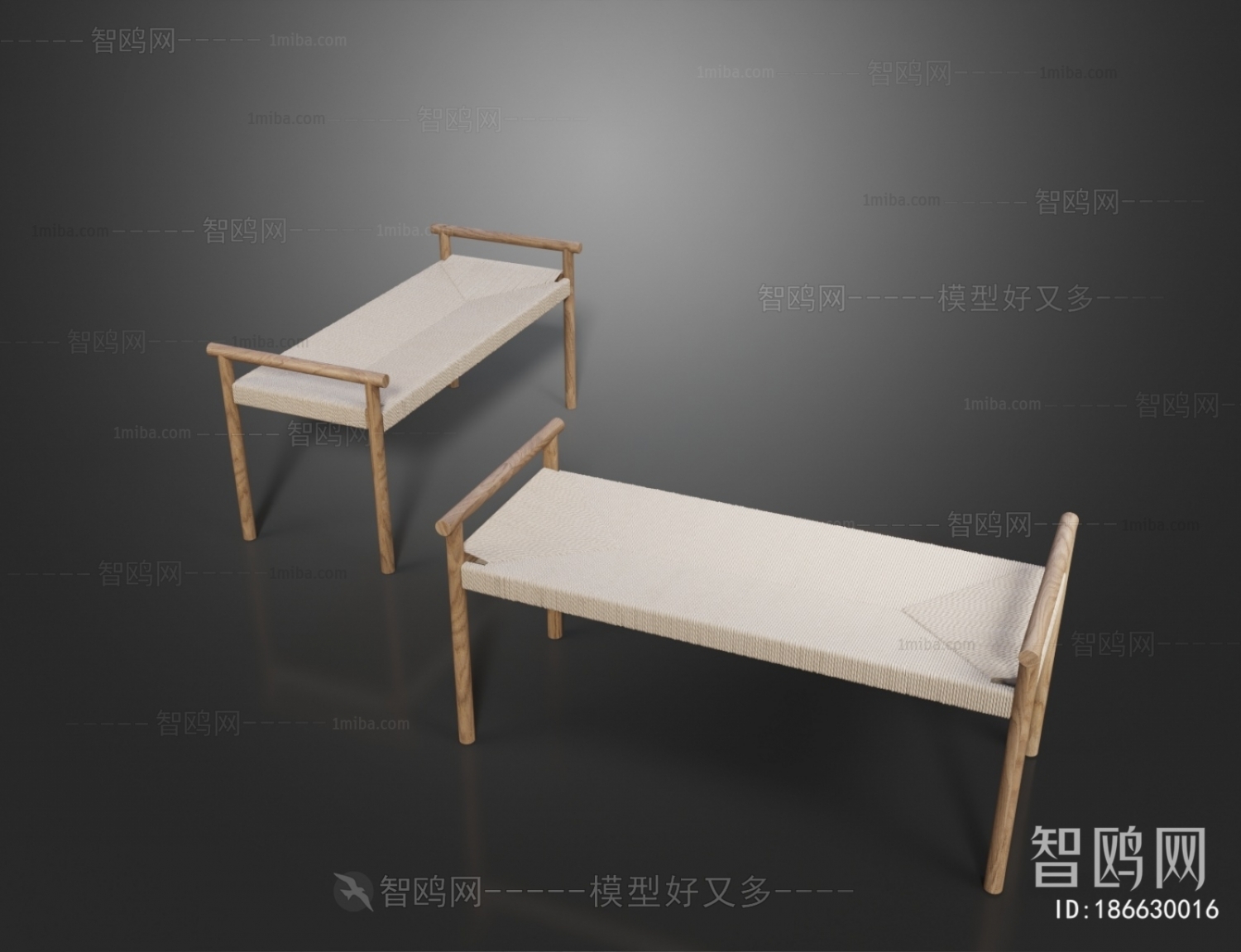 中式编织长凳