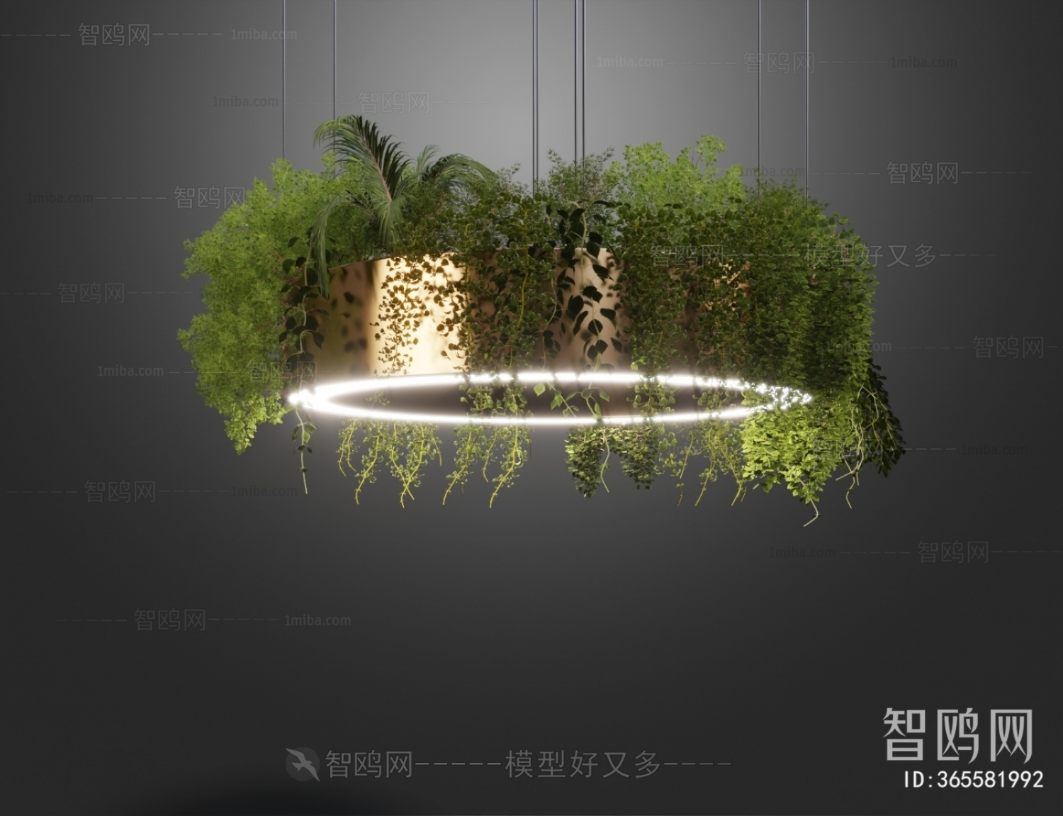 现代植物环形装饰吊灯
