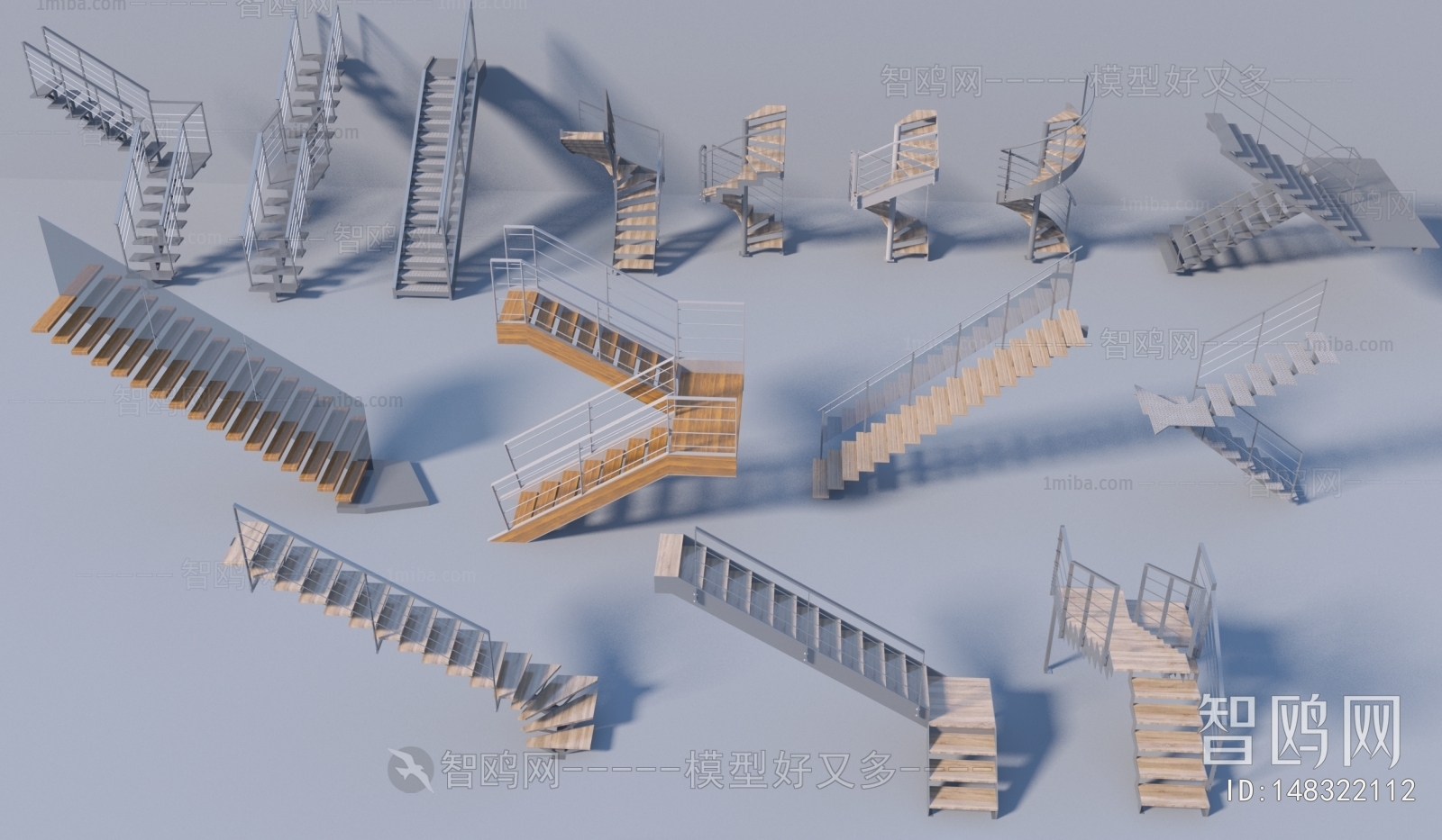 工业风钢结构扶手楼梯