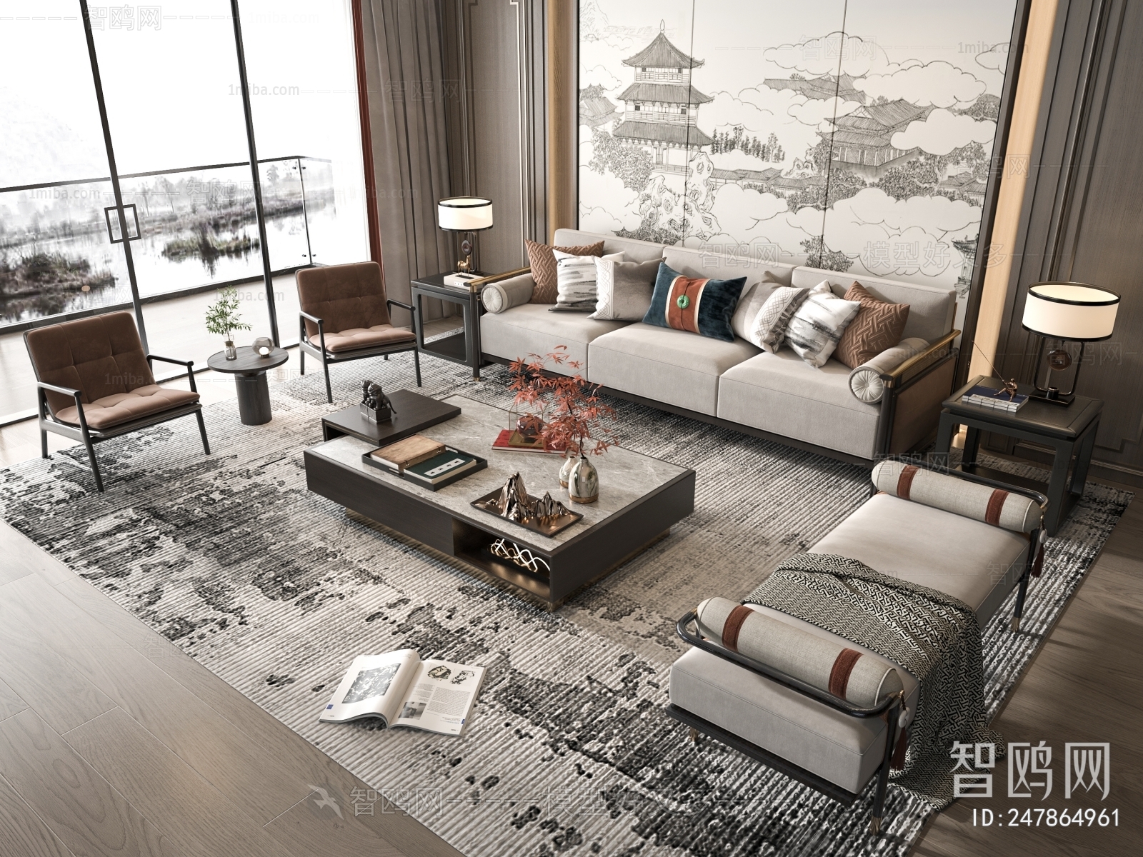 New Chinese Style Sofa Combination