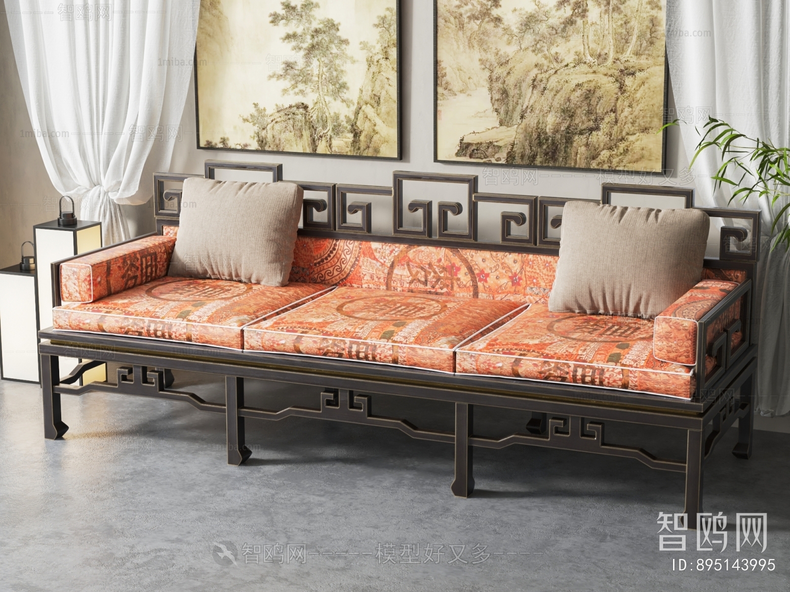 Chinese Style Three-seat Sofa