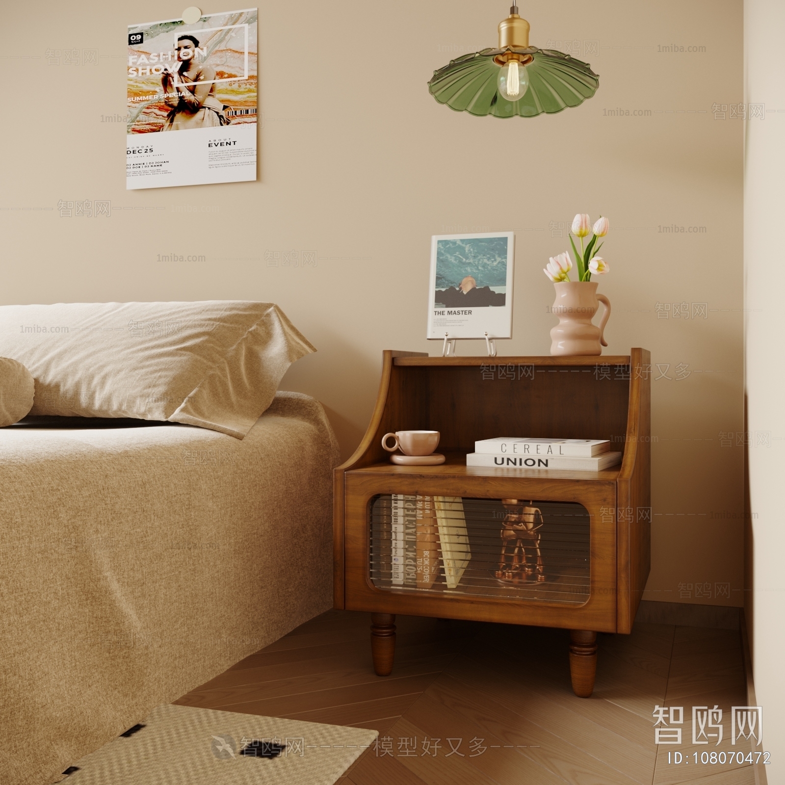 Modern Wabi-sabi Style Bedside Cupboard