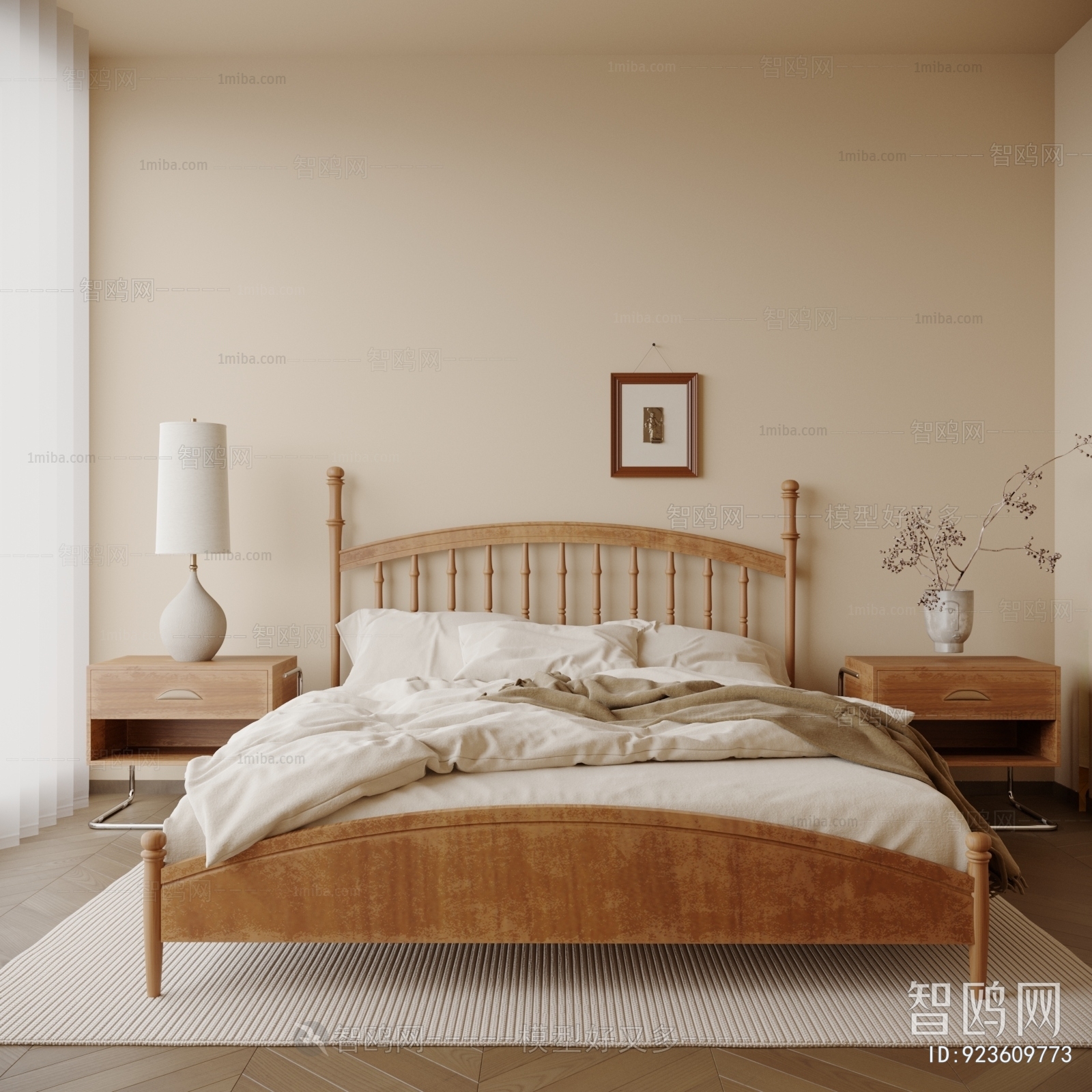 Modern Wabi-sabi Style Double Bed