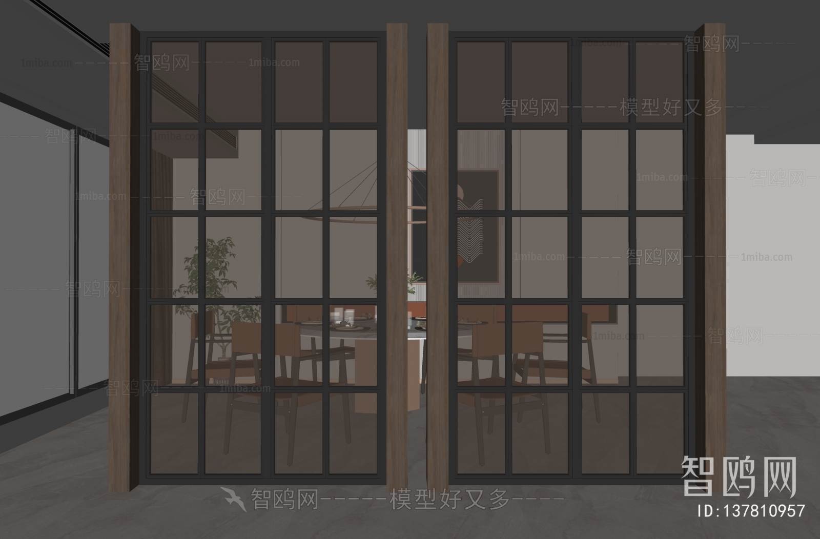 New Chinese Style Glass Screen Partition