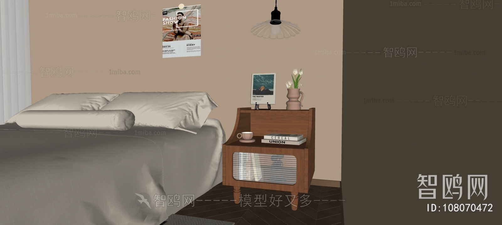 Modern Wabi-sabi Style Bedside Cupboard