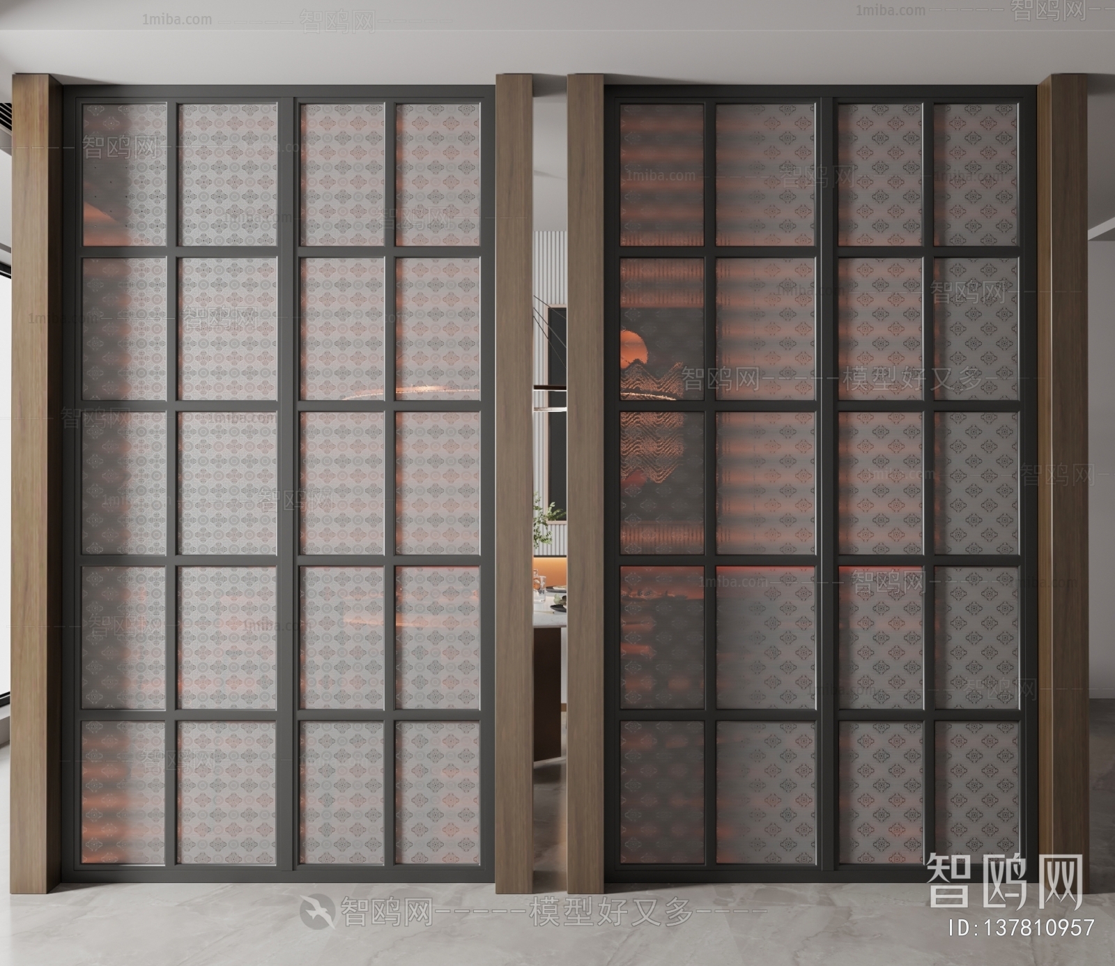 New Chinese Style Glass Screen Partition