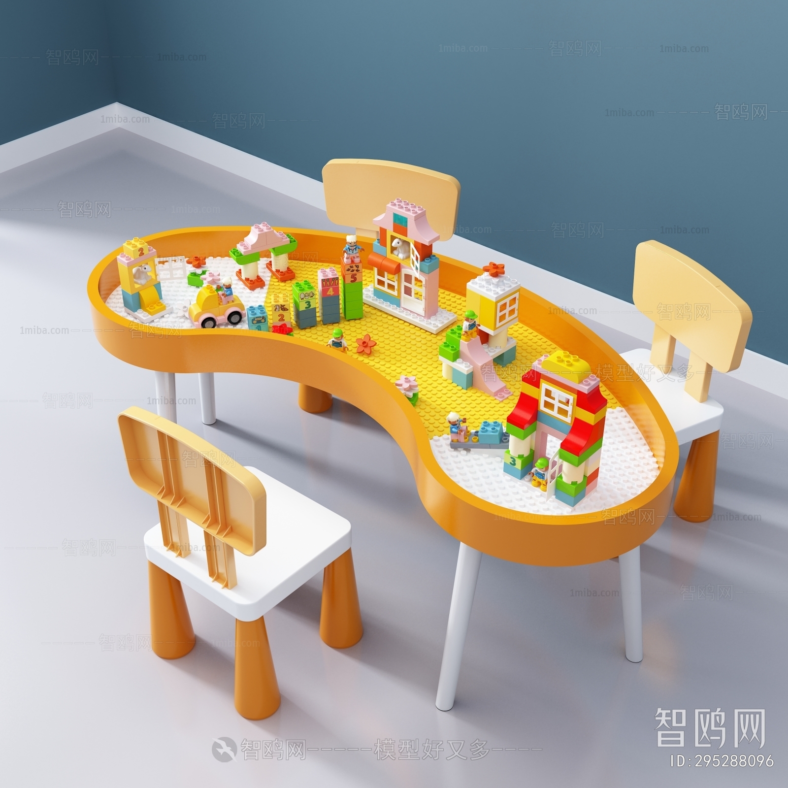 现代儿童桌椅玩具积木组合