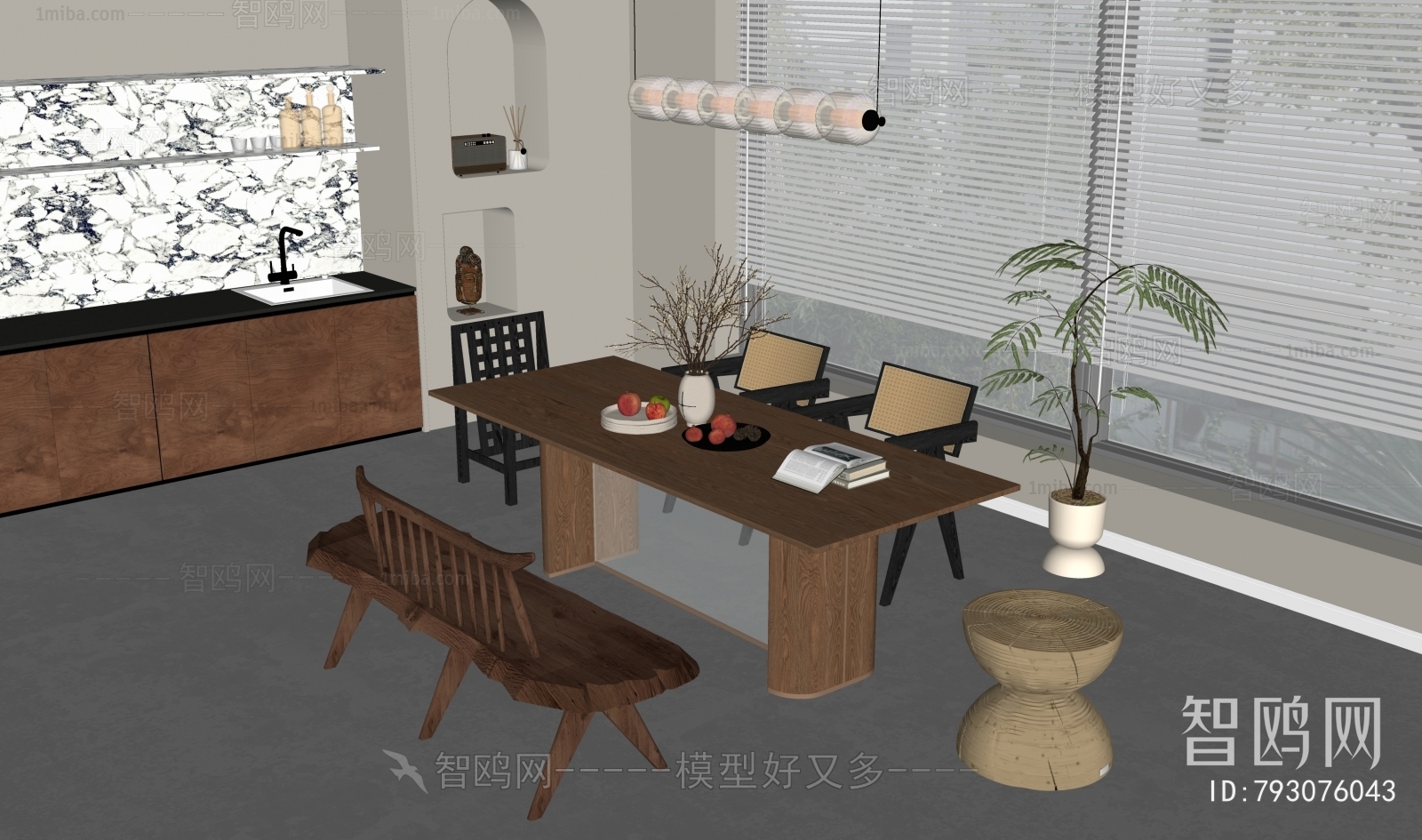 Wabi-sabi Style Dining Table And Chairs