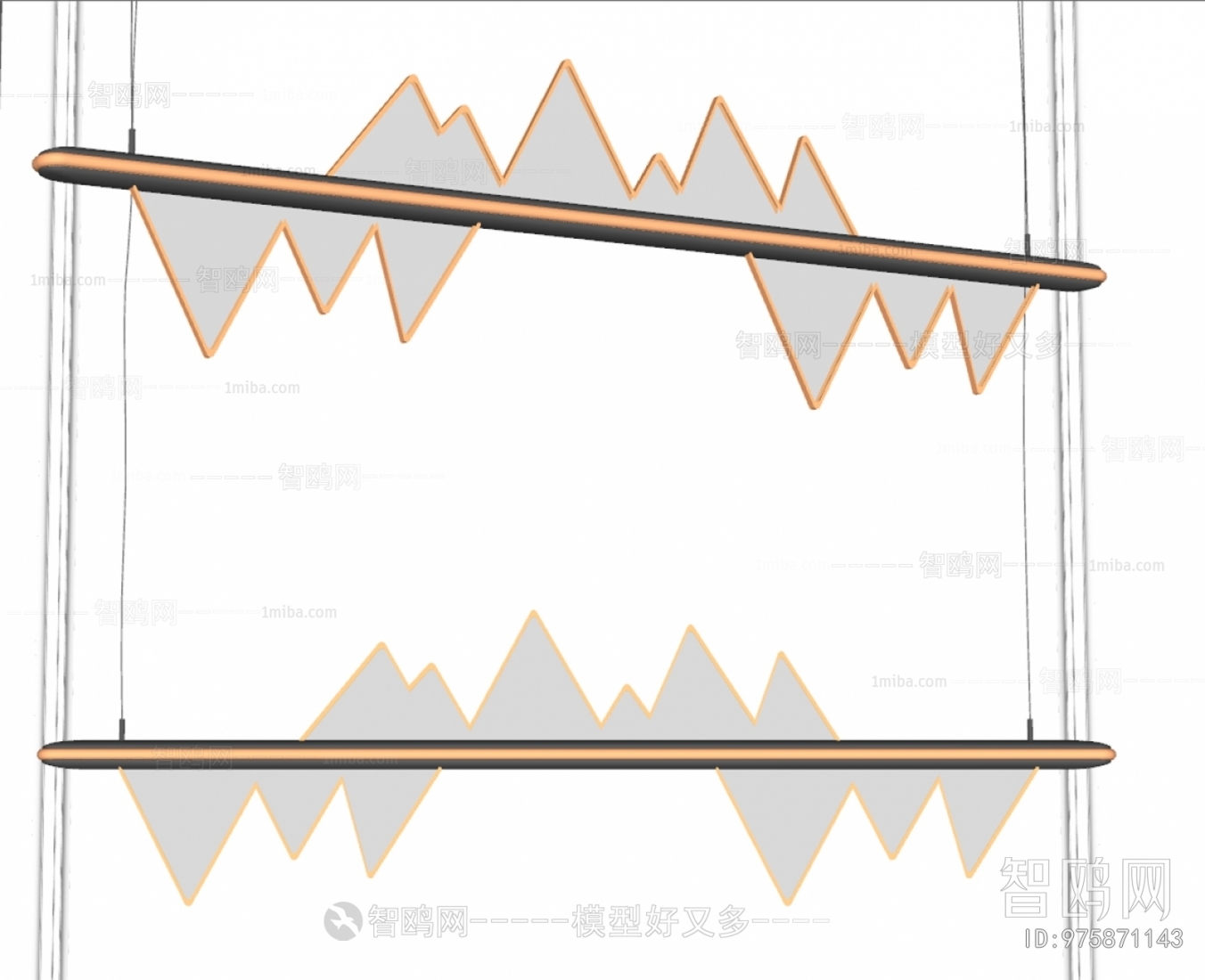 新中式长条山脉吊灯