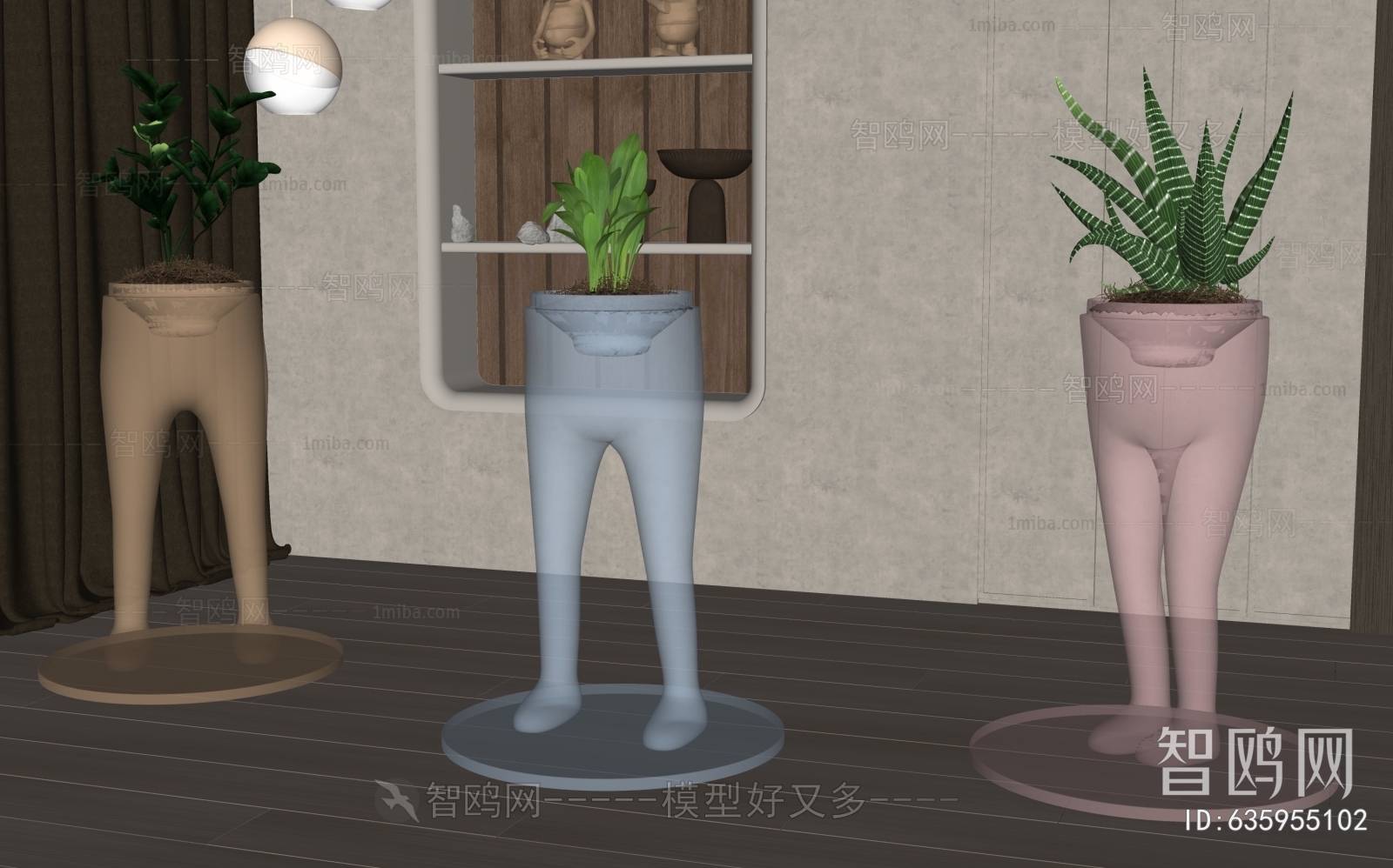 Modern Ground Green Plant Potted Plants