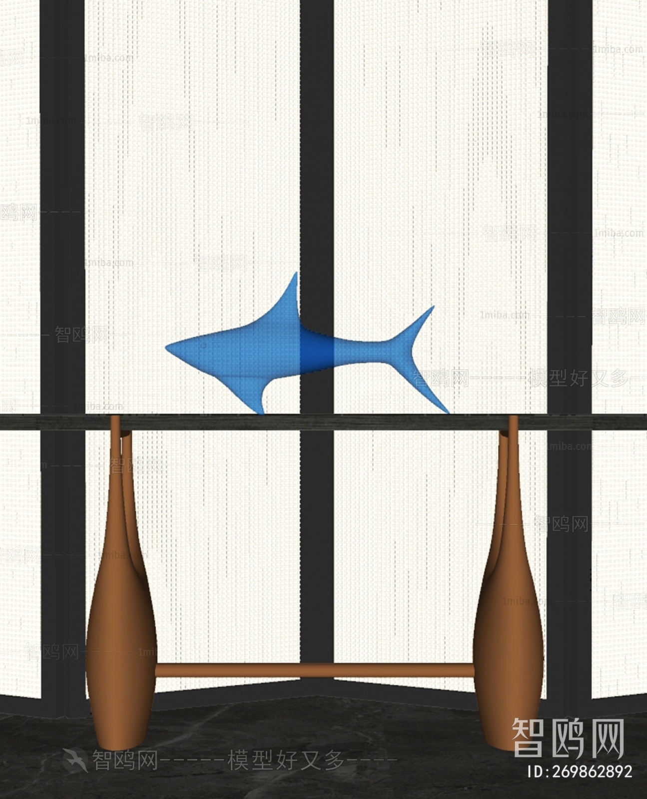 现代抽象玻璃鲨鱼雕塑