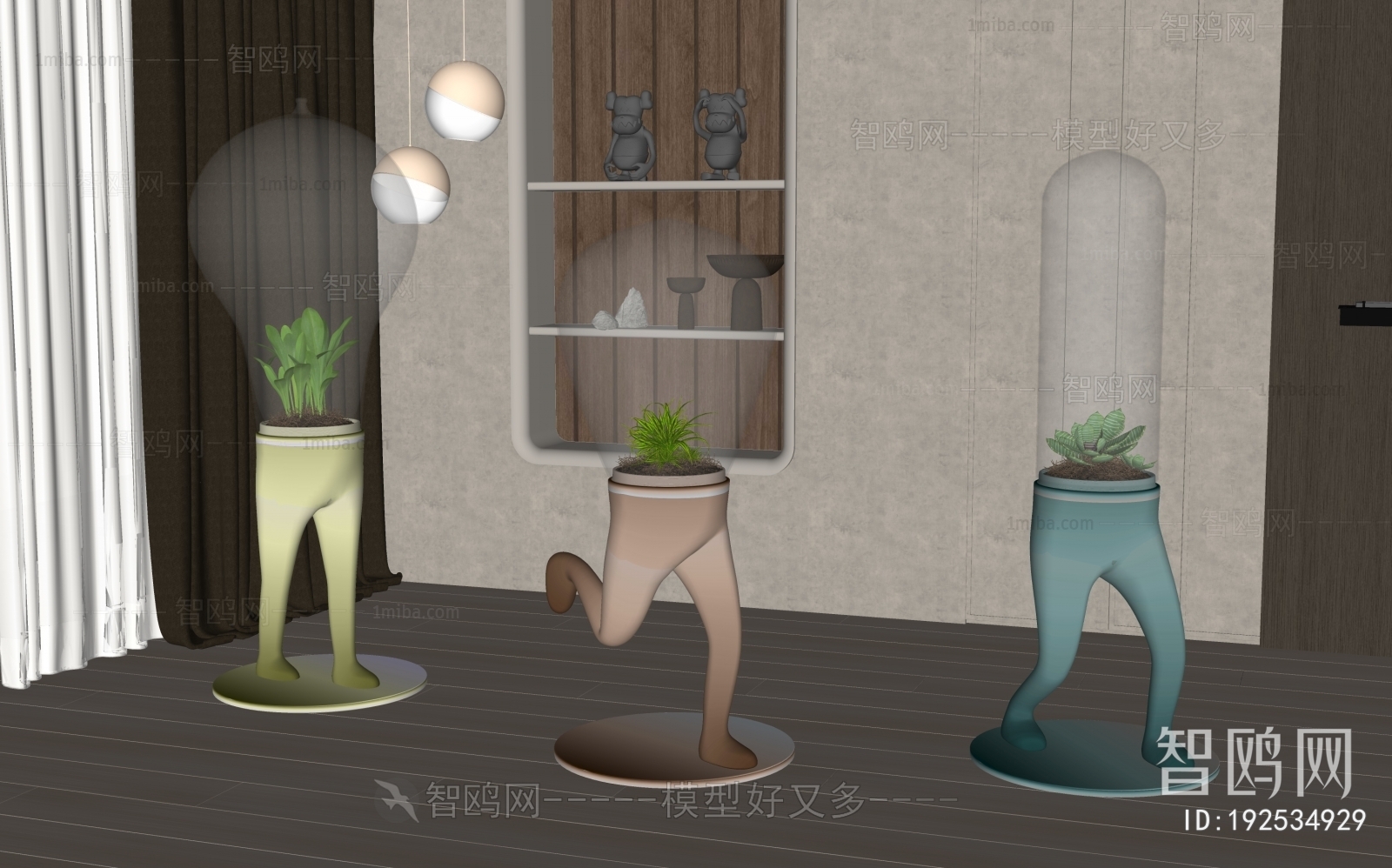 Modern Potted Green Plant