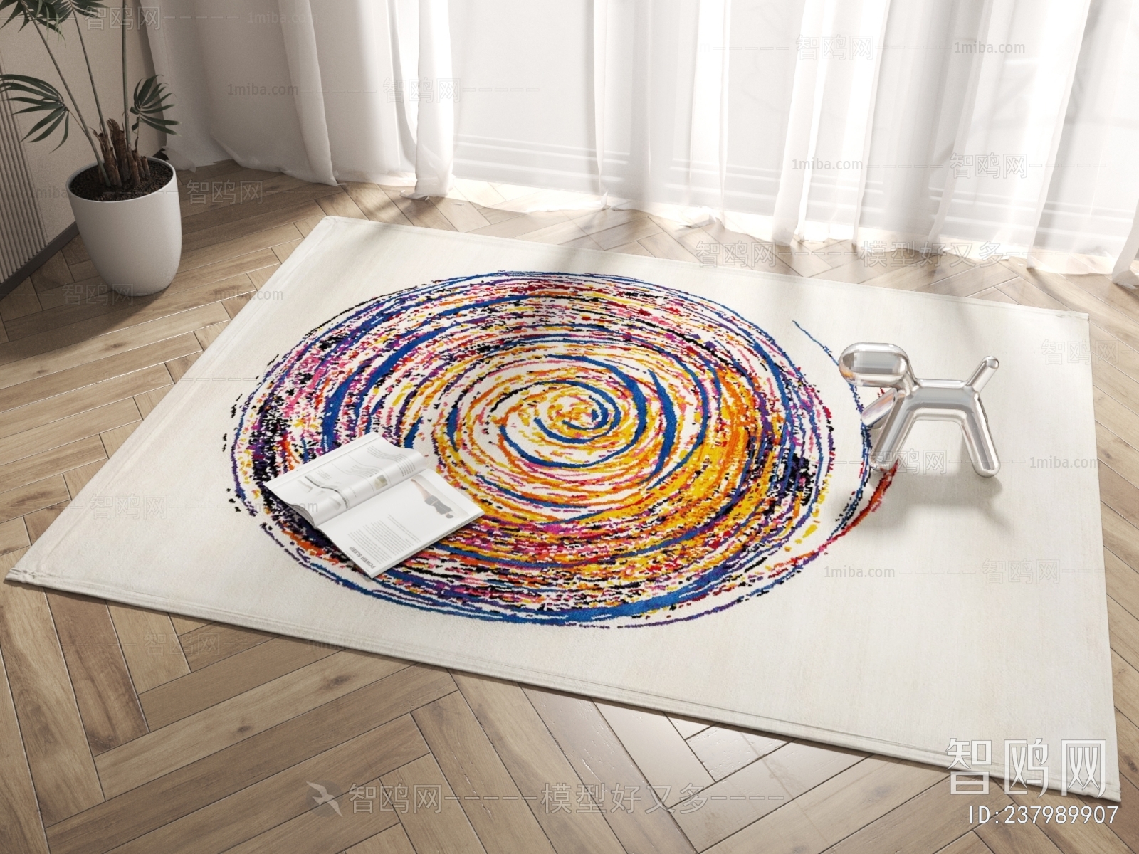 现代方形抽象地毯