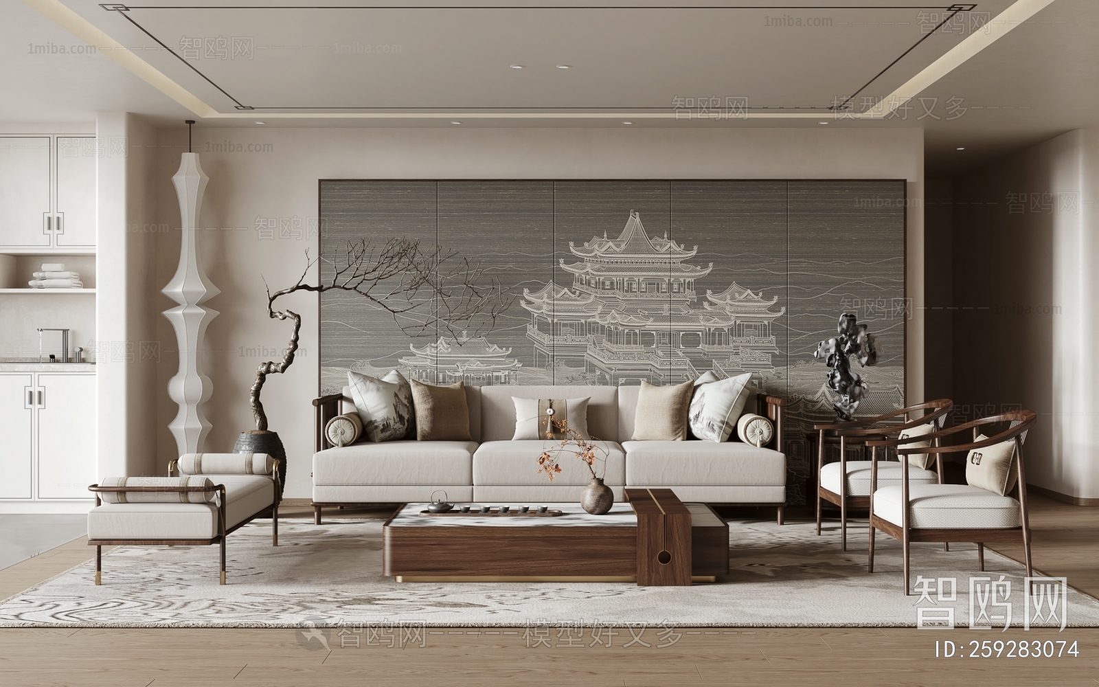 New Chinese Style A Living Room