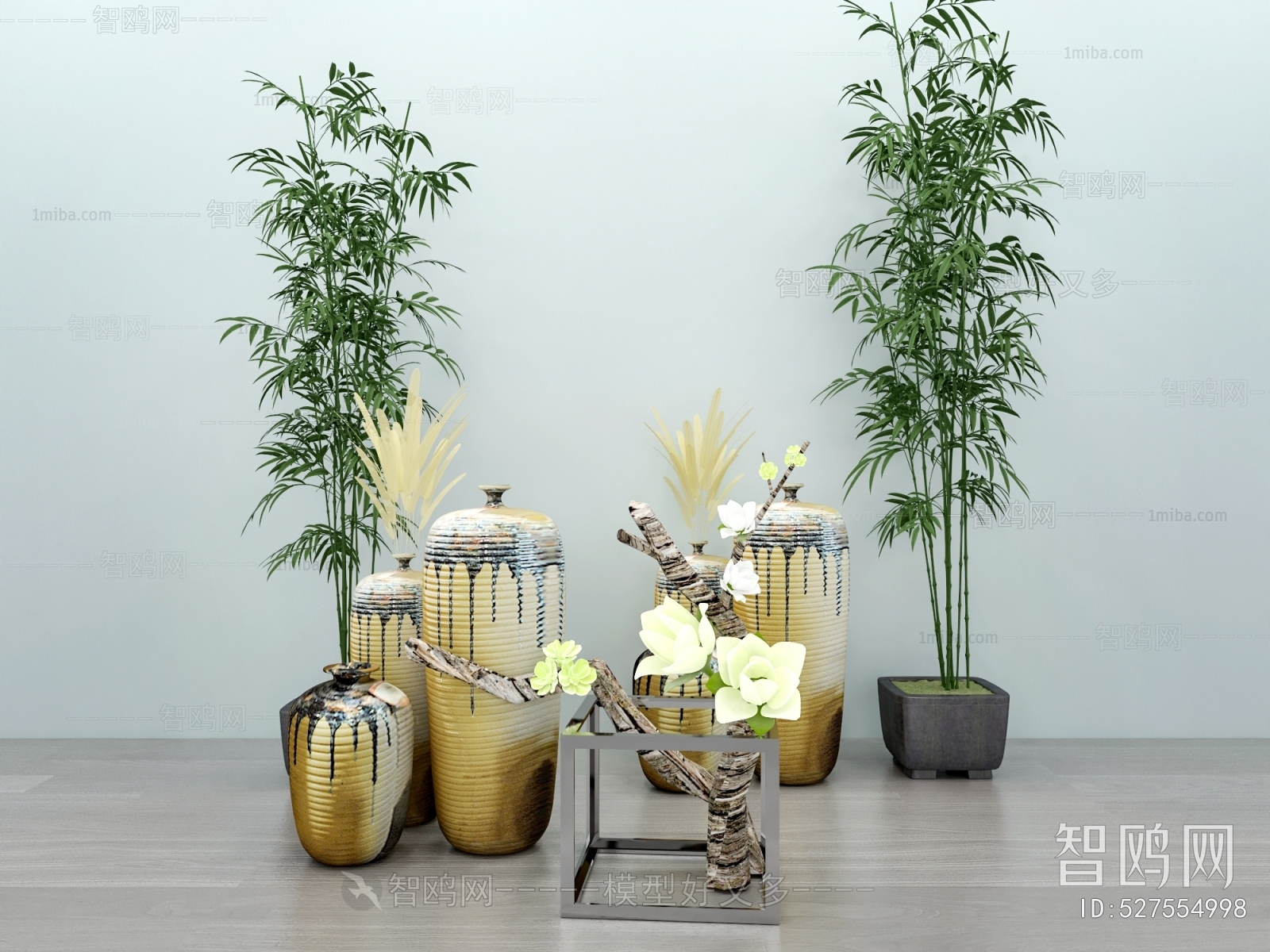 新中式花瓶饰品 绿植