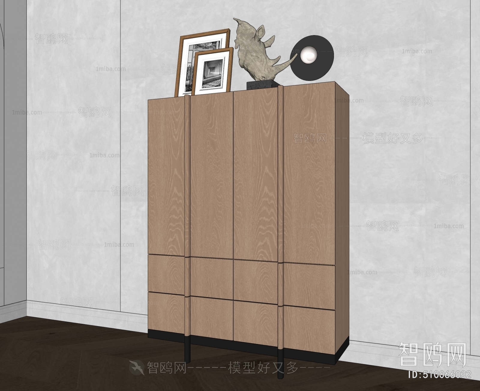 现代侘寂风实木装饰柜