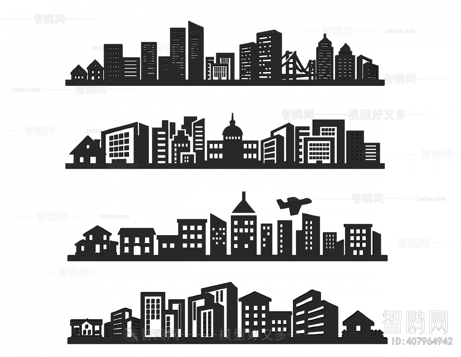 现代城市建筑剪影