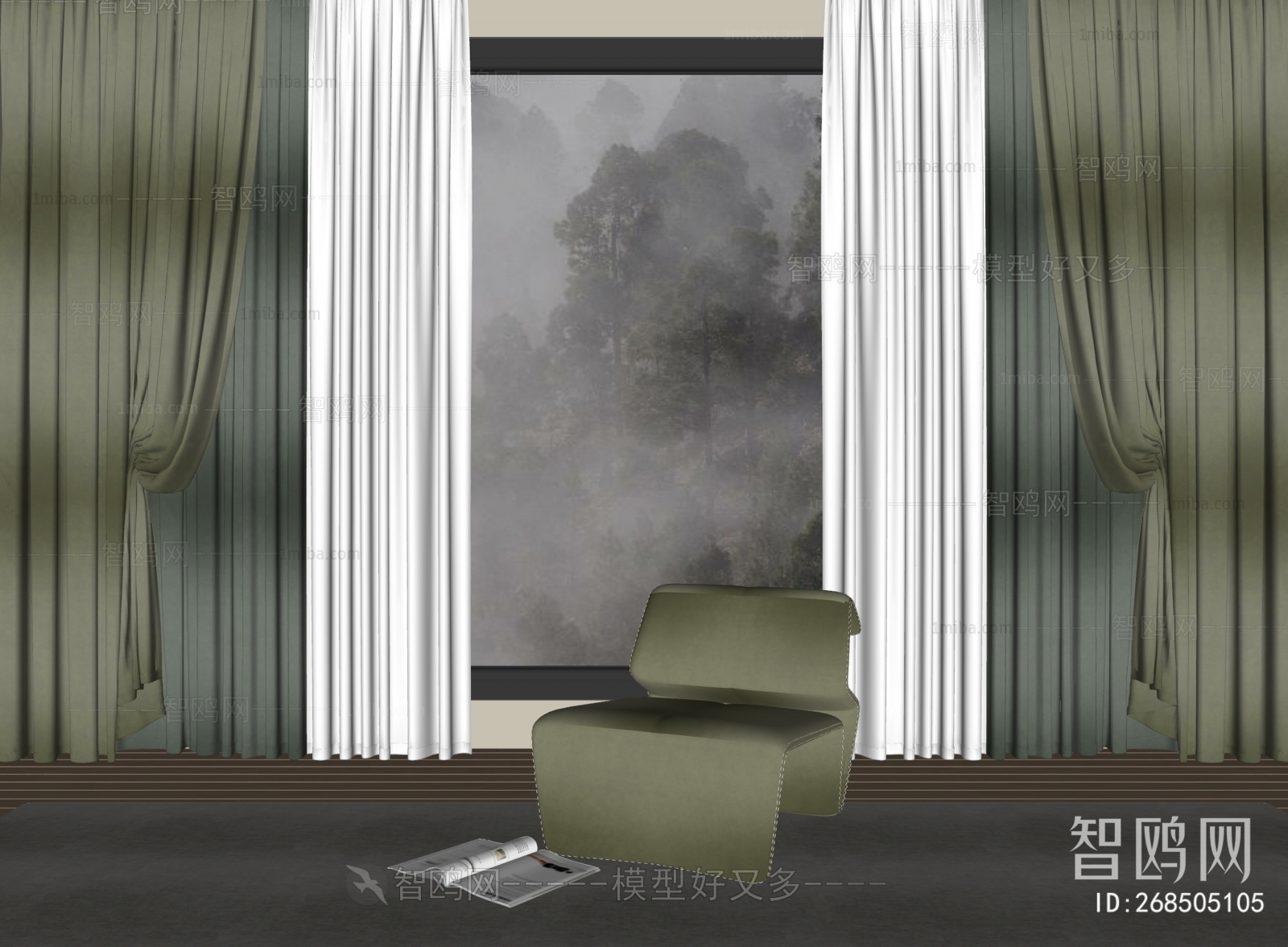 现代窗帘 休闲椅