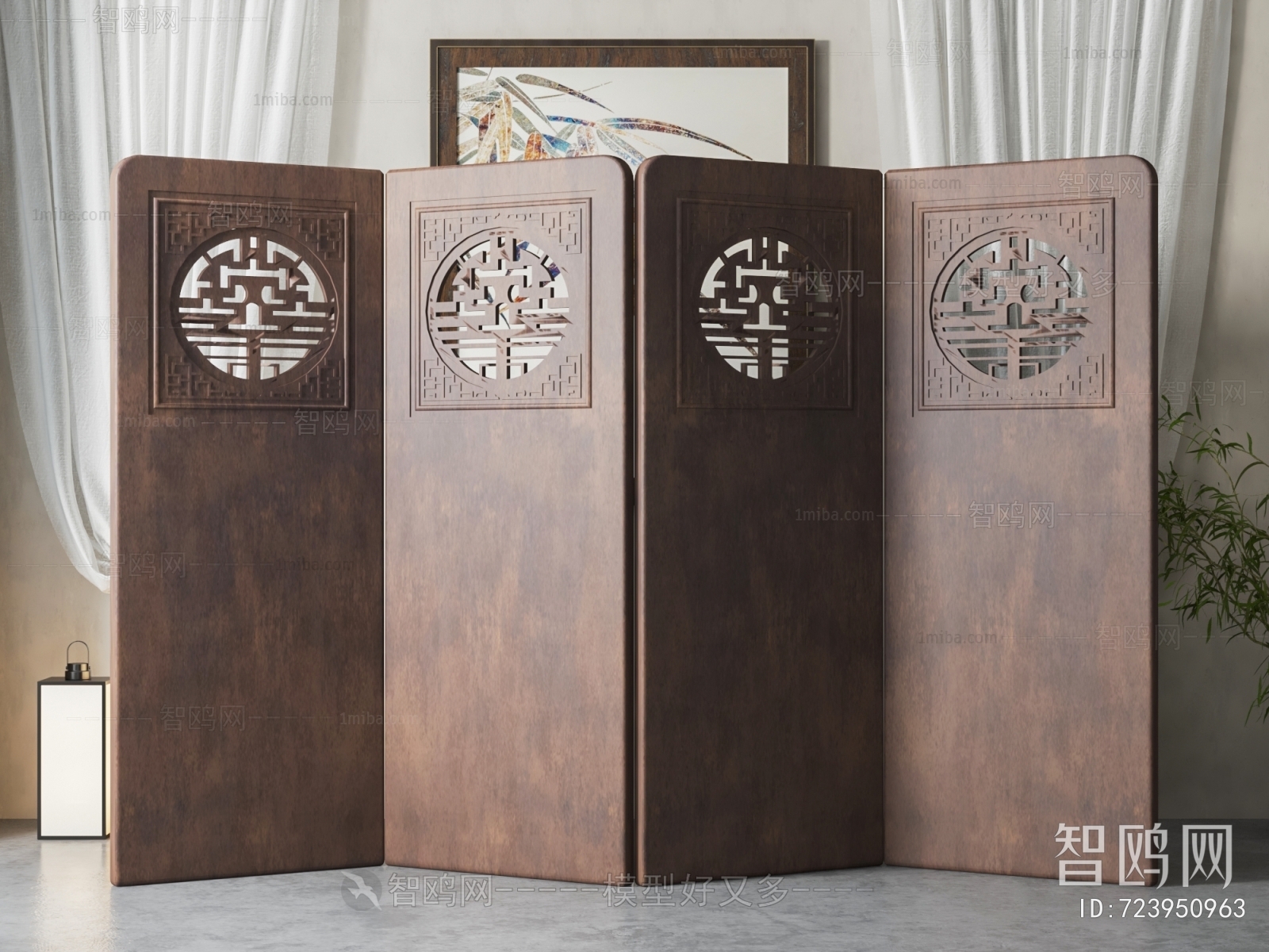 Chinese Style Wooden Screen Partition