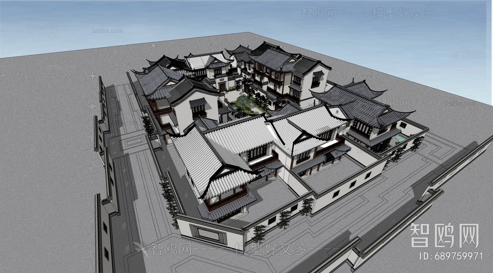 New Chinese Style Architectural Bird's-eye View Planning