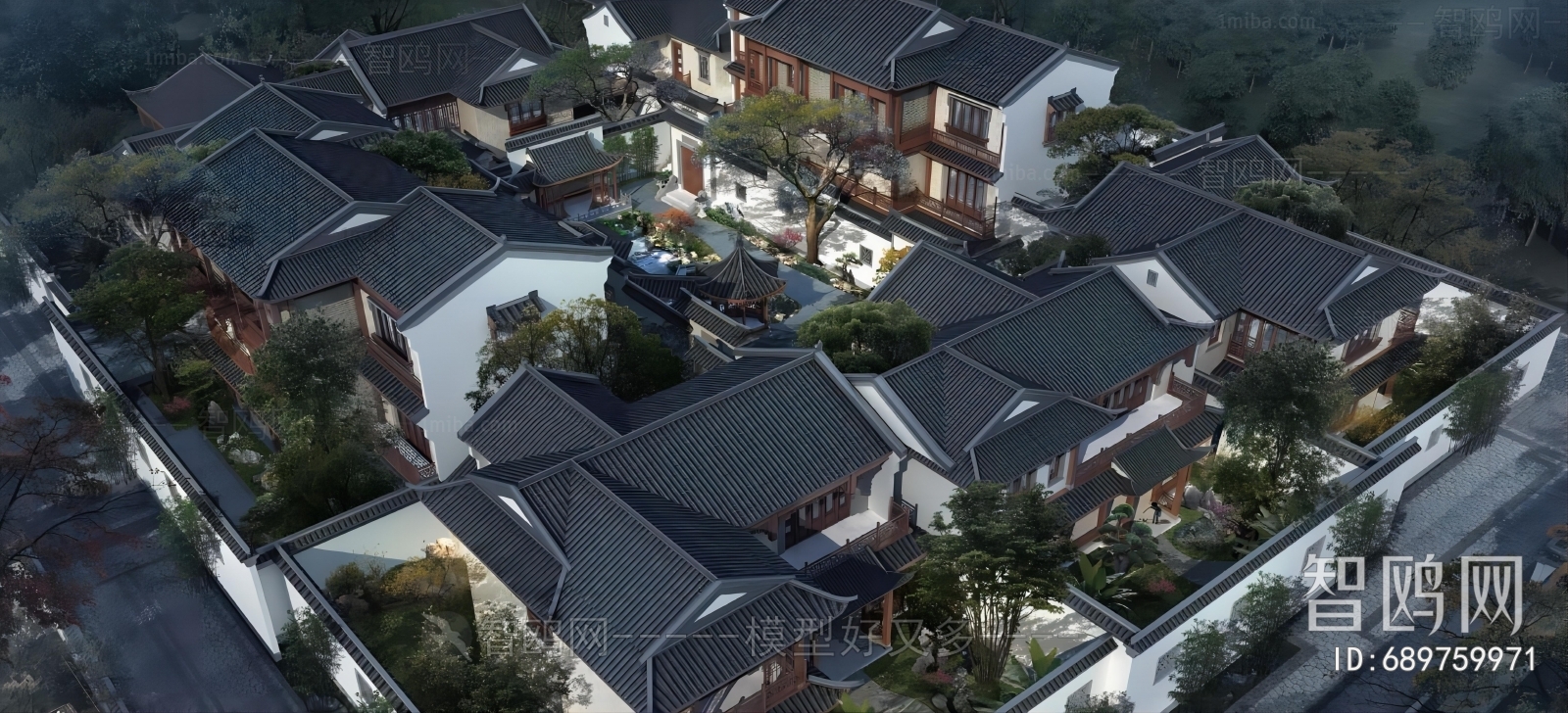 New Chinese Style Architectural Bird's-eye View Planning