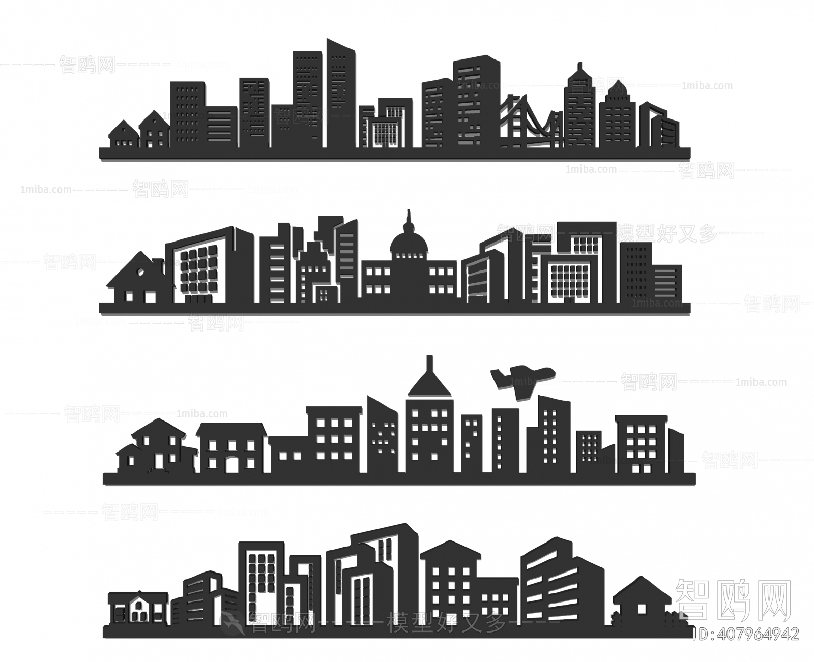 现代城市建筑剪影