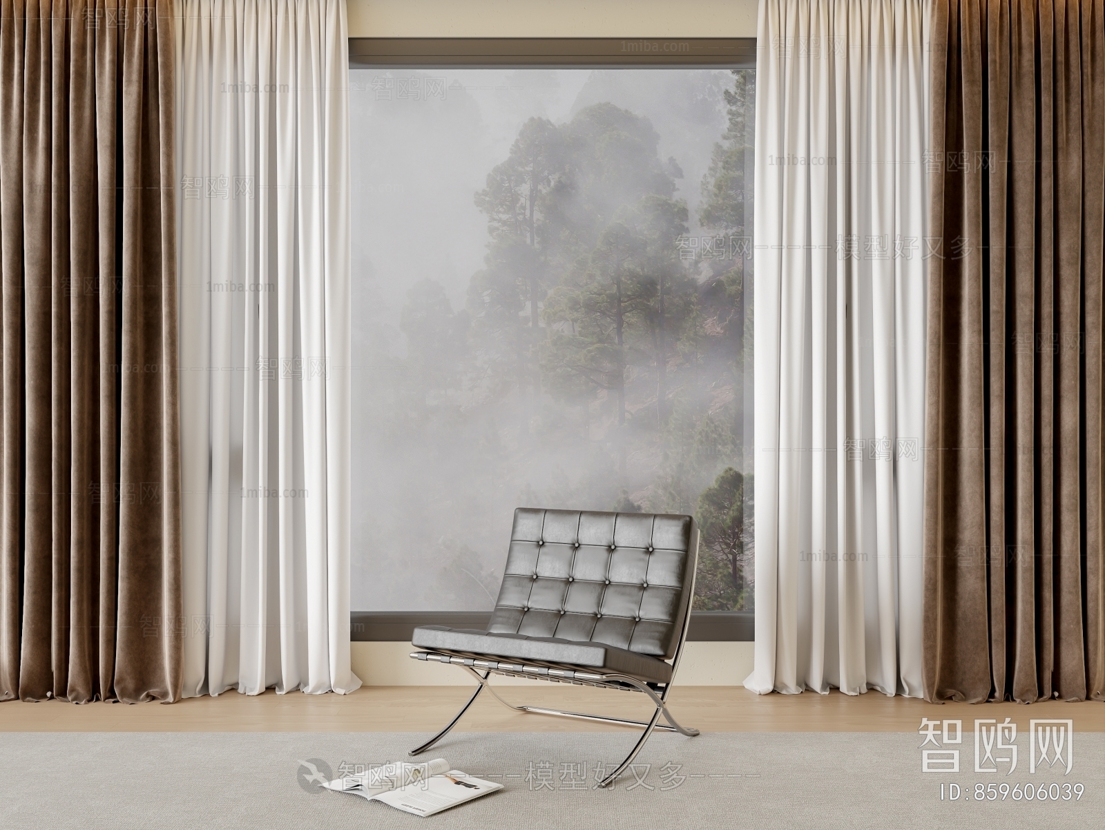 现代窗帘 休闲椅